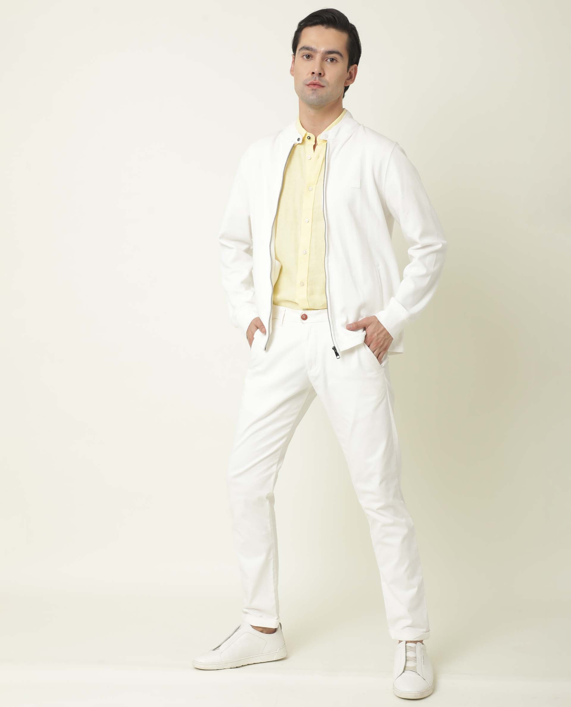 Rare Rabbit Men's Morris Off-White Plain Cotton Knit Jacket - view 3