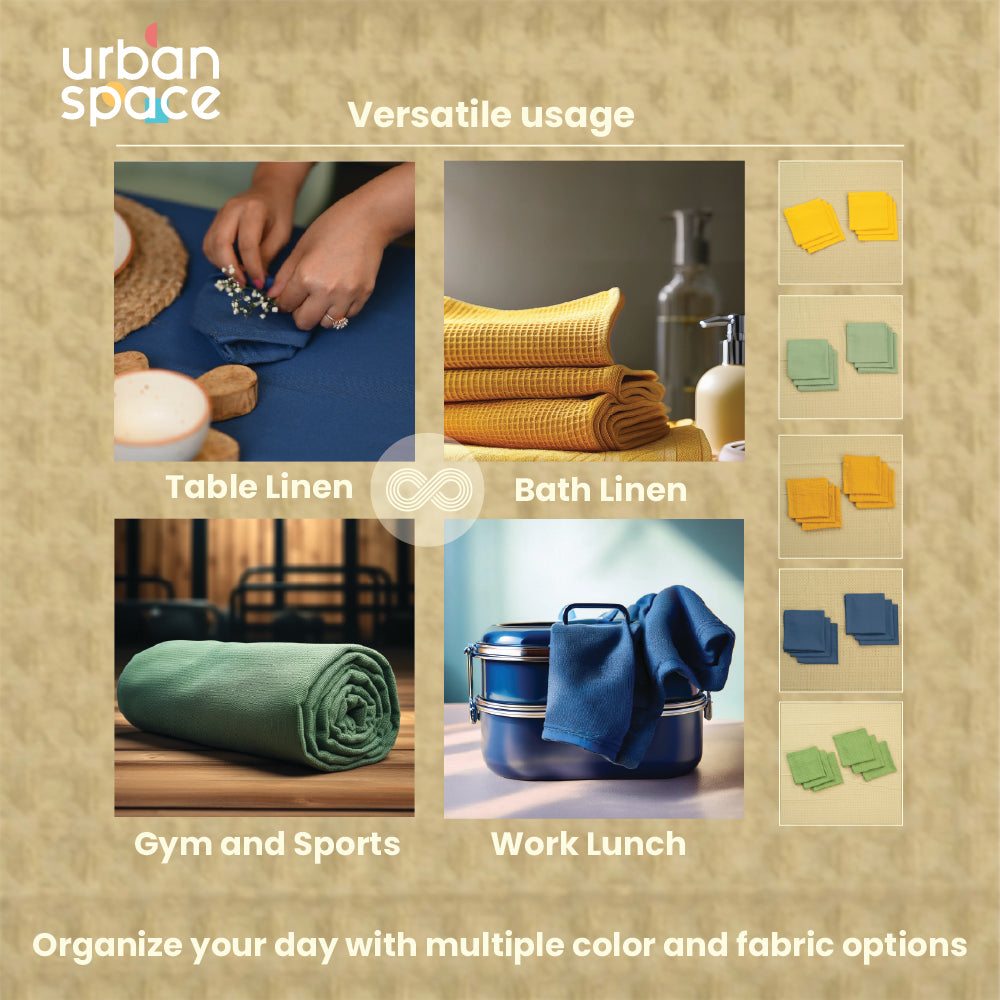 Urban Space -Home Furnishing Store 100% Cotton Multipurpose Kitchen Napkins, Dining Table Napkins, Machine Washable & Reusable - Set of 6 - Green Sage - view 4