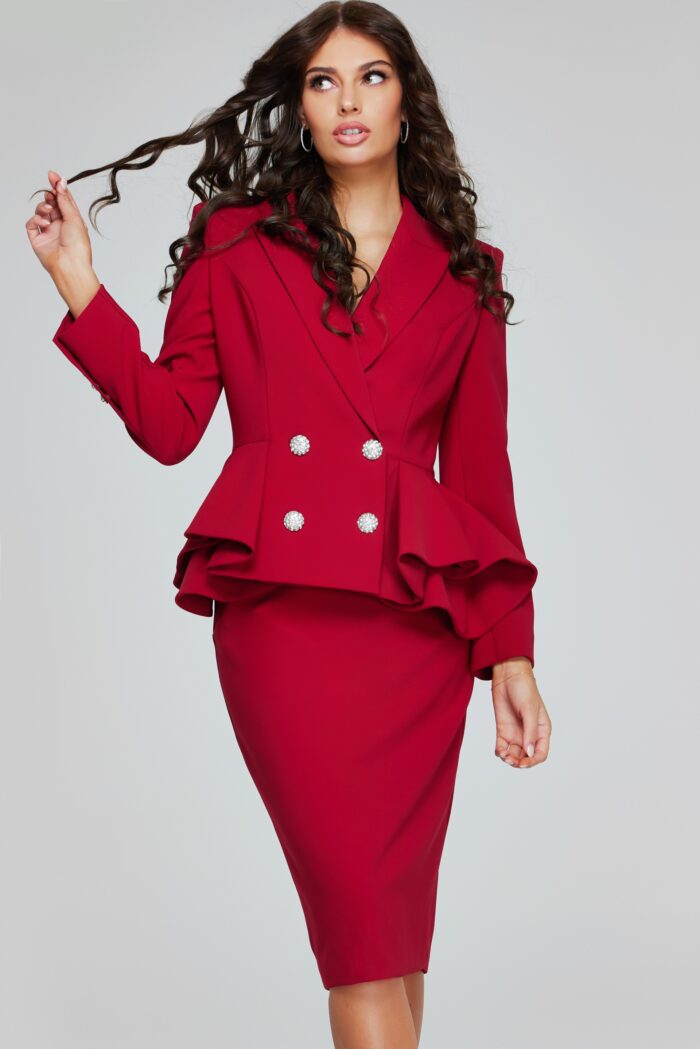 Jovani 39375 Knee Length Two Piece Layered Cocktail Dress - view 3