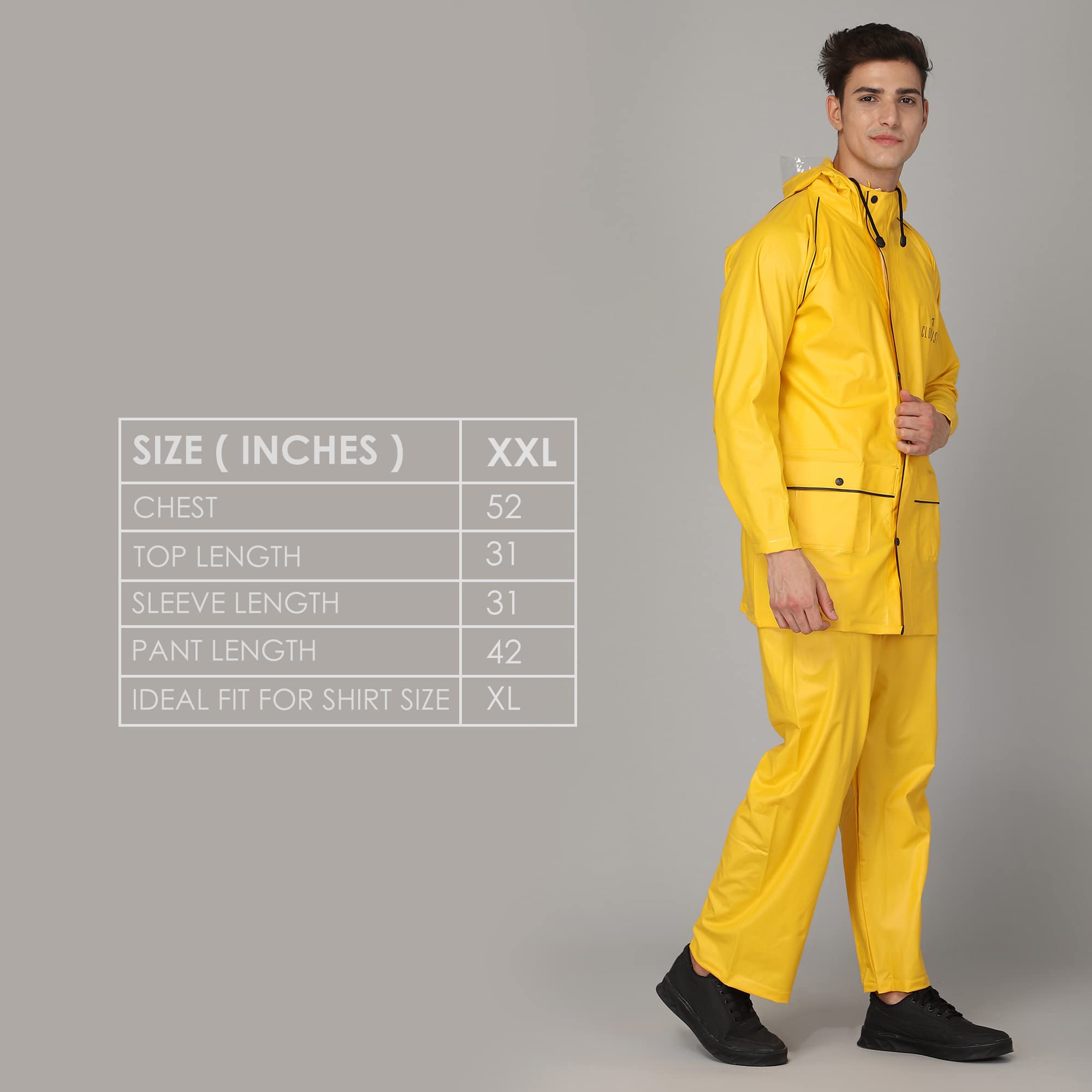 THE CLOWNFISH Rain Coat for Men Waterproof for Bike Raincoat for Men with Hood PVC Material. Set of Top and Bottom. Azure Series (Bright Turquoise, XX - view 6