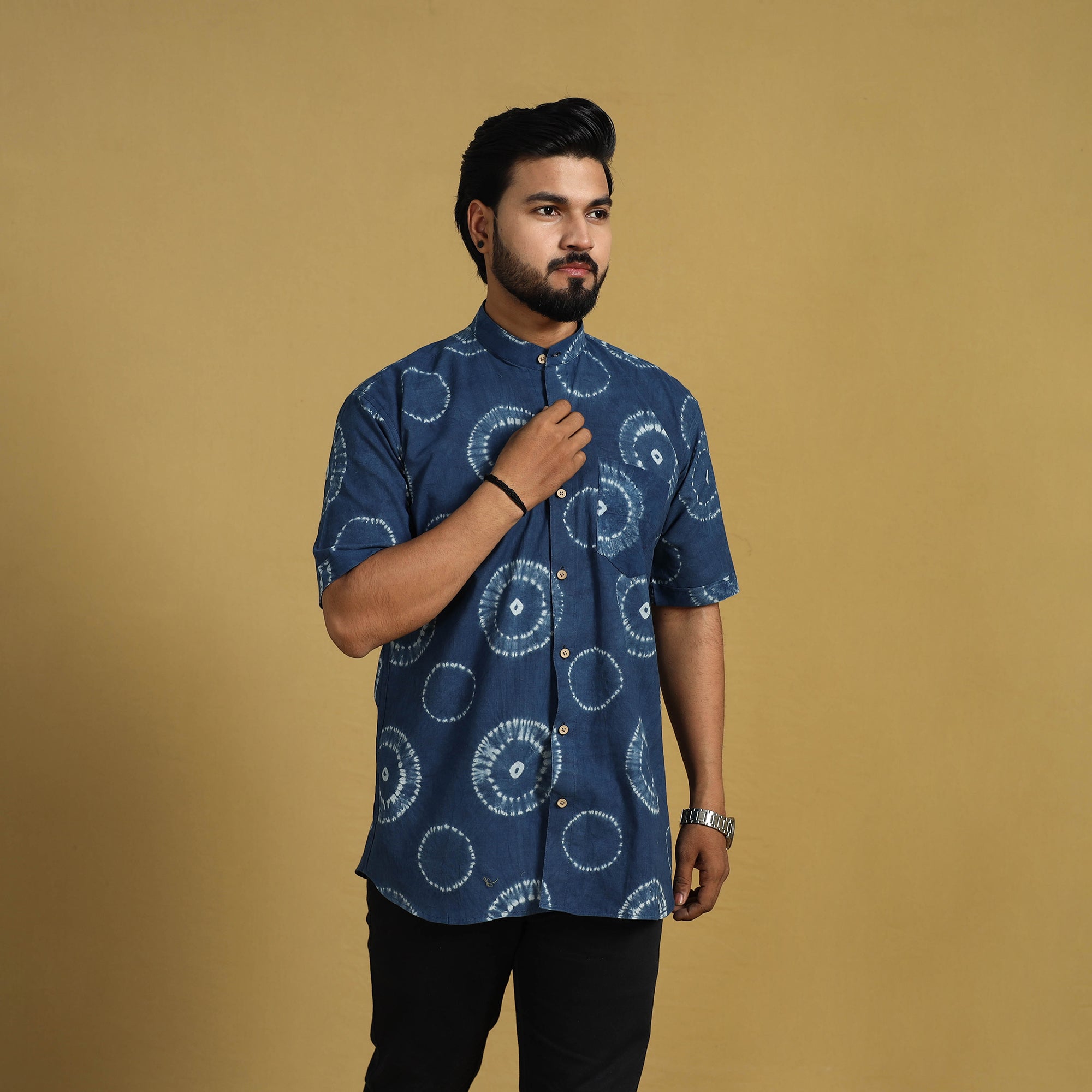ITOKRI CASUALS Blue - Half Sleeve Tie & Dye Cotton Men Shibori Shirt 11 - view 2