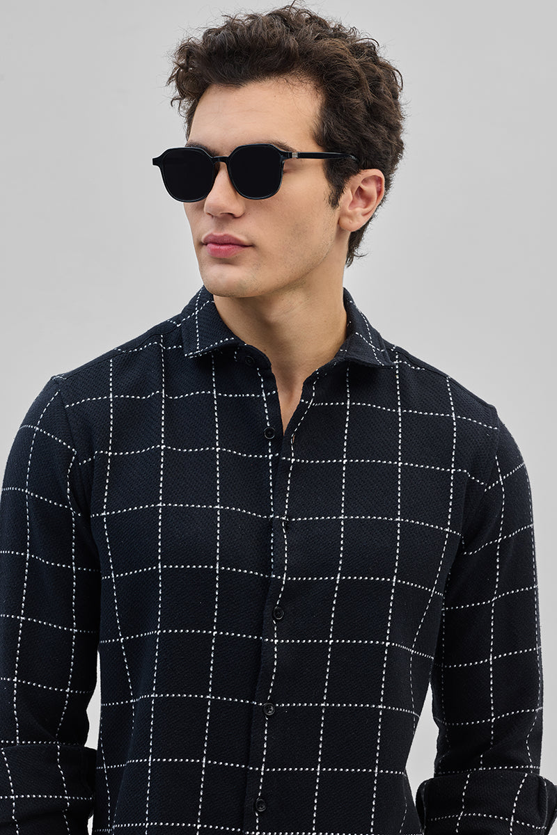 SNITCH Black Textured Checks Shirt - view 5