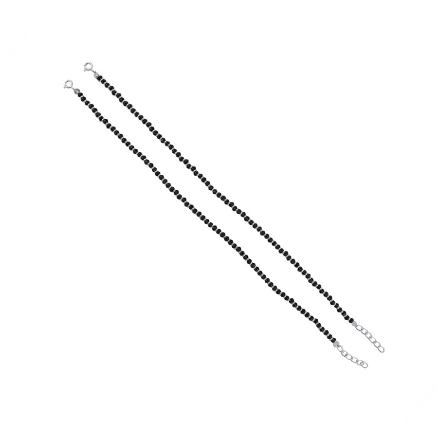 Prinjal Jewellers Real Black beads silver Anklets for women - view 4