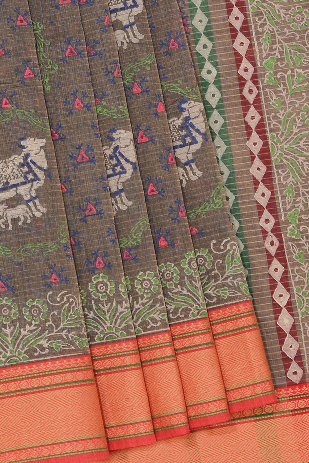 Kalanjali Ethnics Hand block printed cotton saree