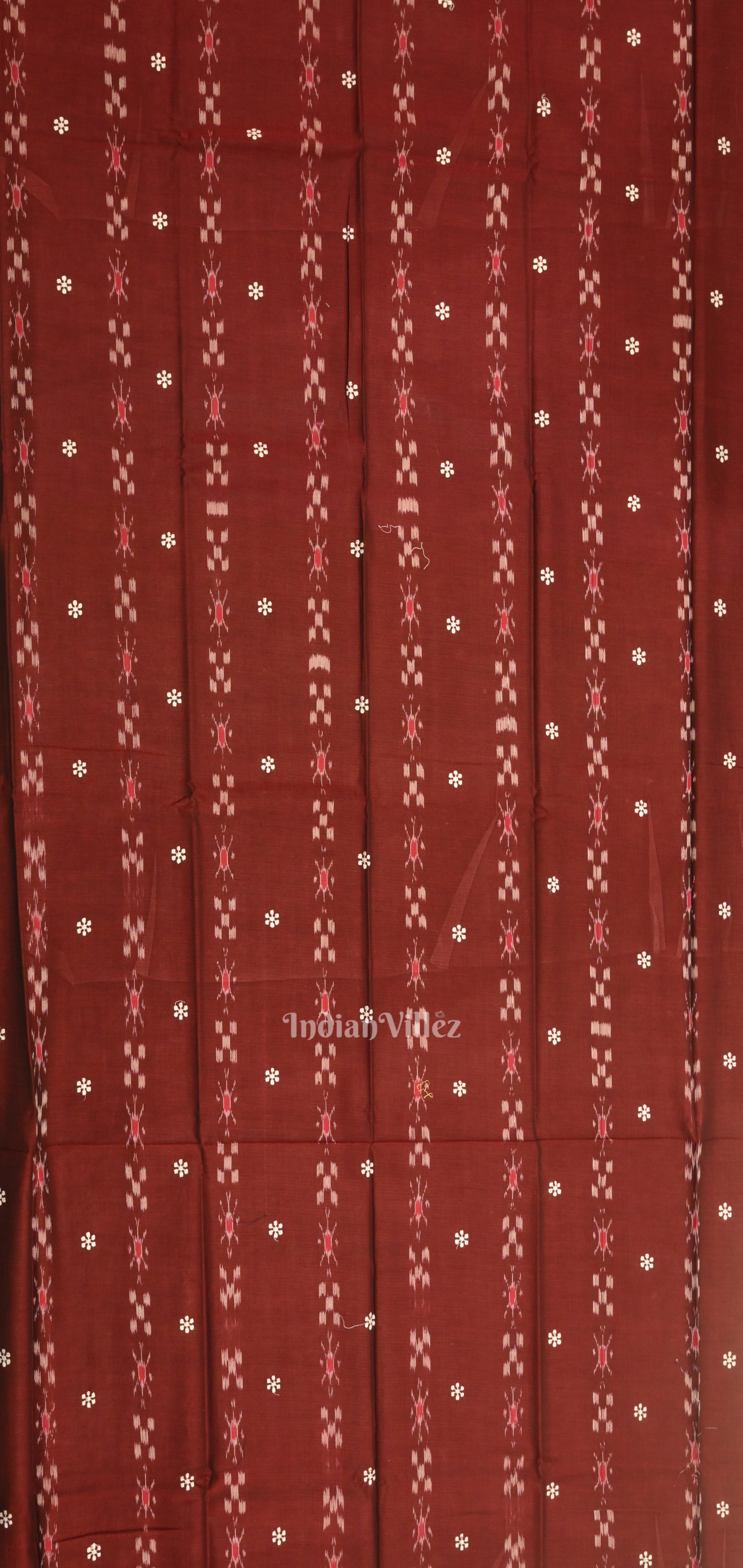 IndianVillèz Maroon Cream Flower Buti Odisha Ikat Sambalpuri Dress Set & Dupatta - view 2