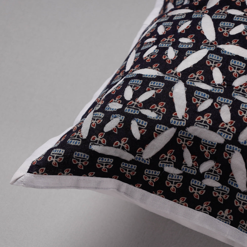 SHADES OF MARUDHARA Black - Cutwork Cotton Applique Cushion Cover (16 x 16 in) - view 2