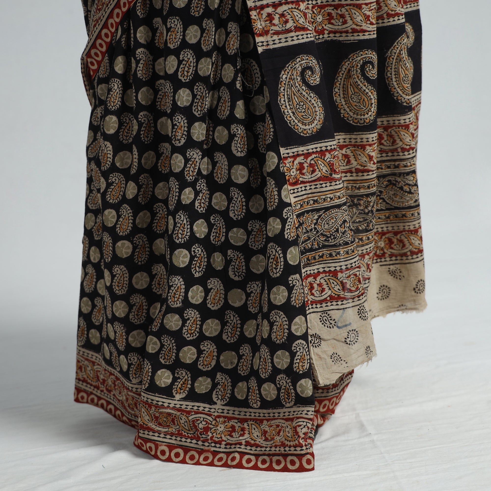 SOUTH KARGHA Black - Pedana Block Print Cotton Kalamkari Saree 04 - view 5