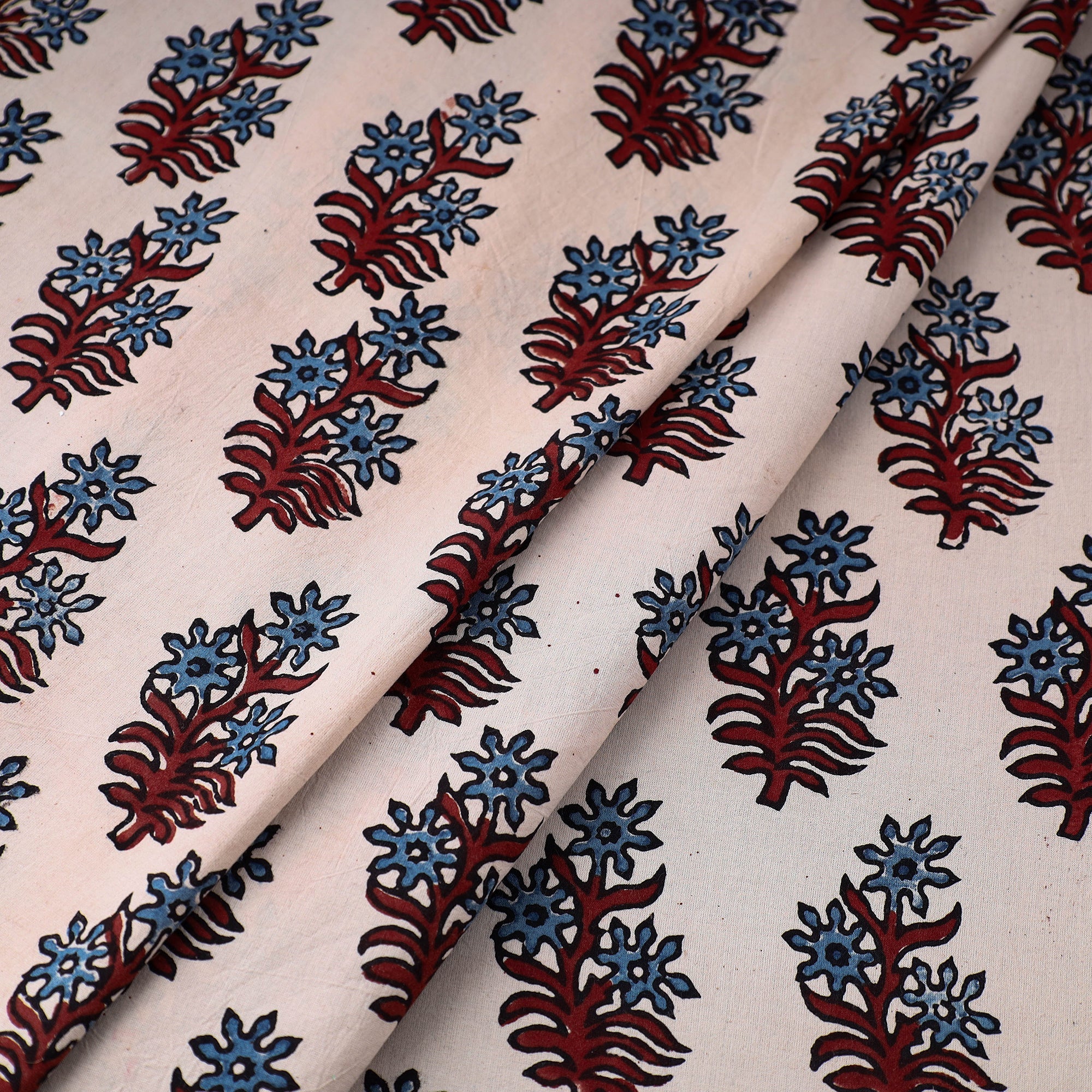 RIYAZ ABDULMAJID KHATRI - AJRAKH Beige - Block Print Cotton Ajrakh Fabric 11 - view 2