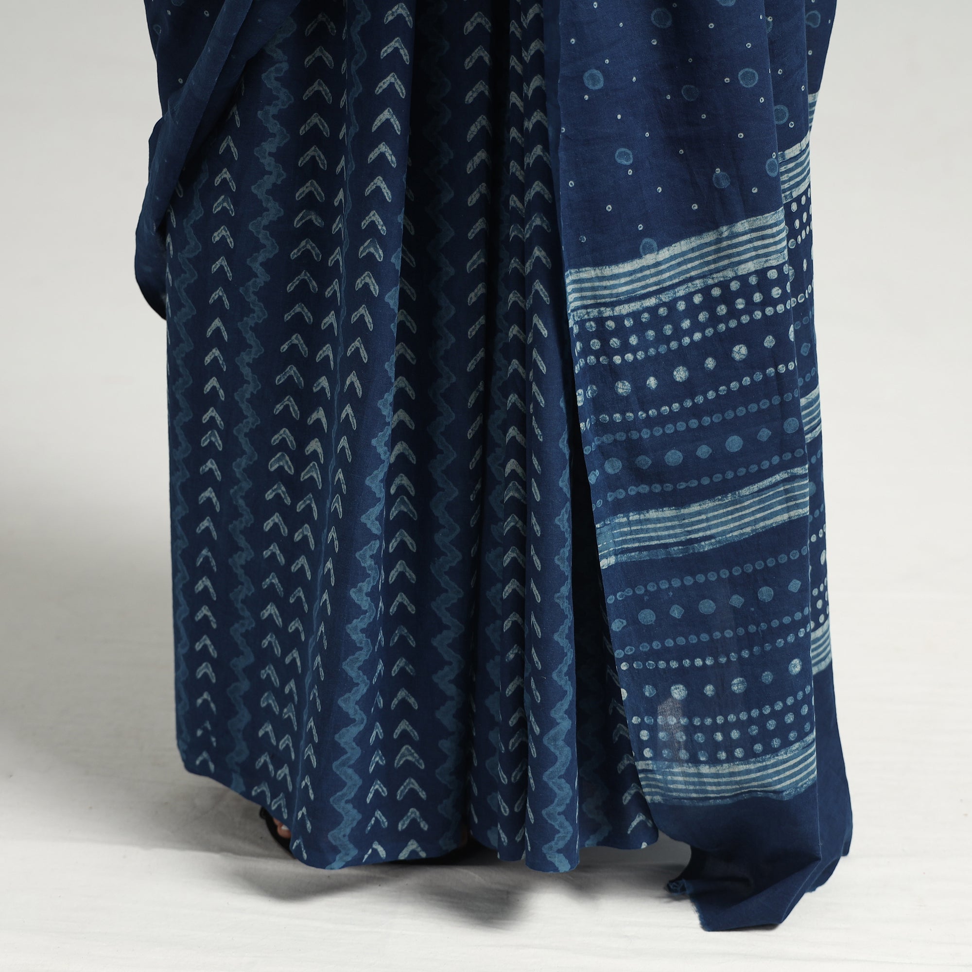 HAVELI CHRONICLES Blue - Akola Hand Block Printed Cotton Saree - view 5