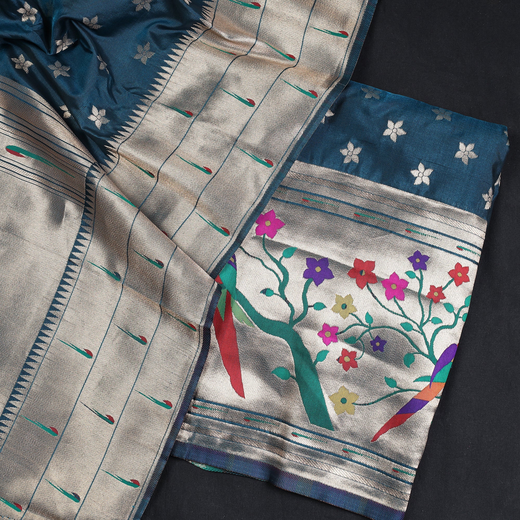 ITOKRI CRAFTS INITIATIVE 2pc Paithani Weave Silk Suit Material Set 03 - view 2