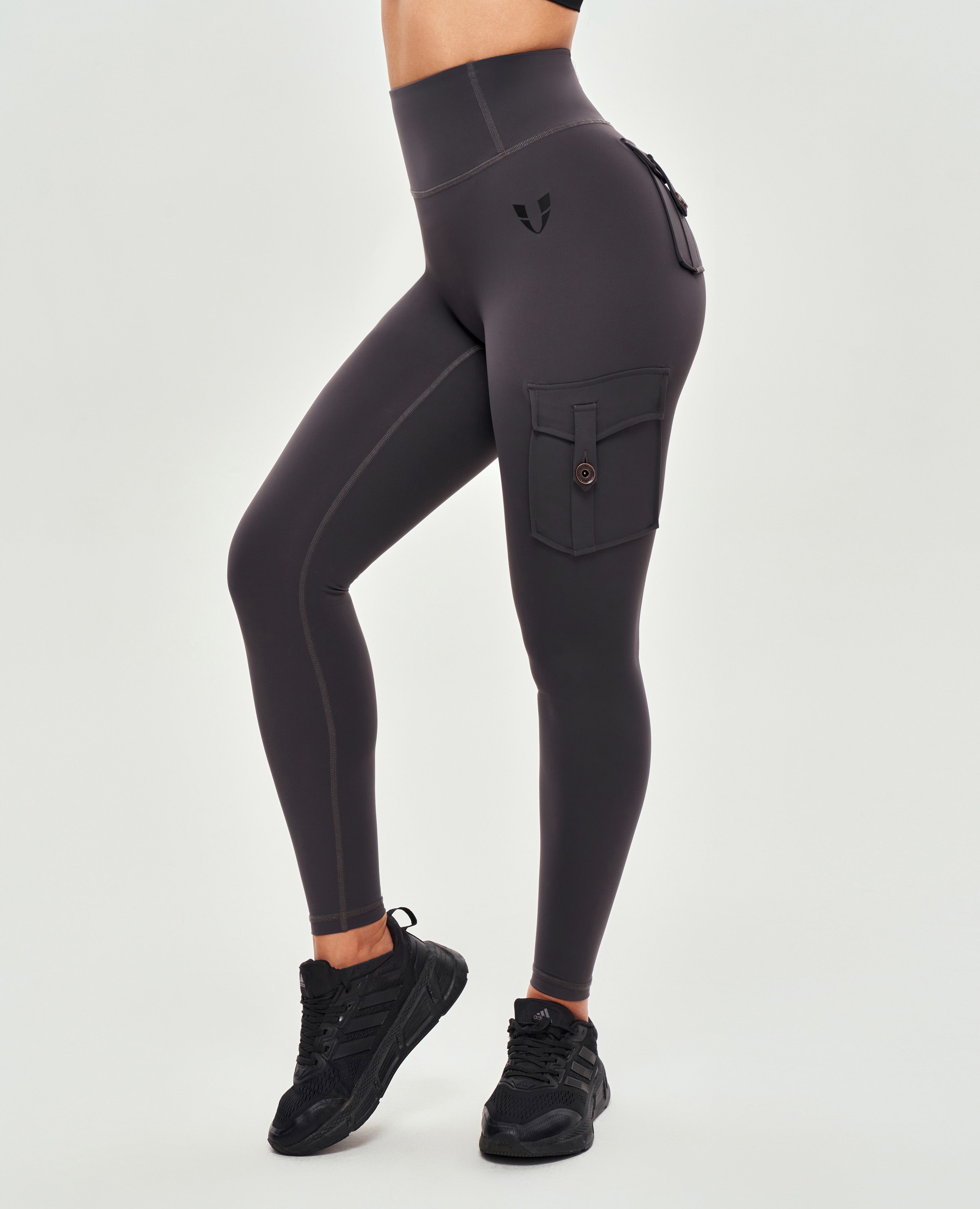 FIRM ABS High Waisted Cargo Leggings - Graphite Gray