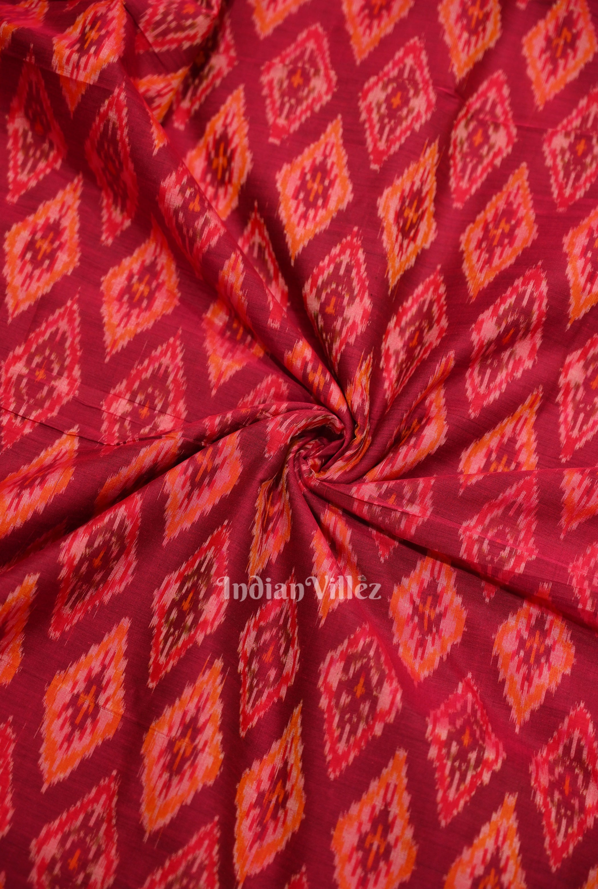Cotton sico fabric – IndianVillèz Exclusive Magenta Pink Pochampally Ikat Silk & Cotton (Sico) Fabric