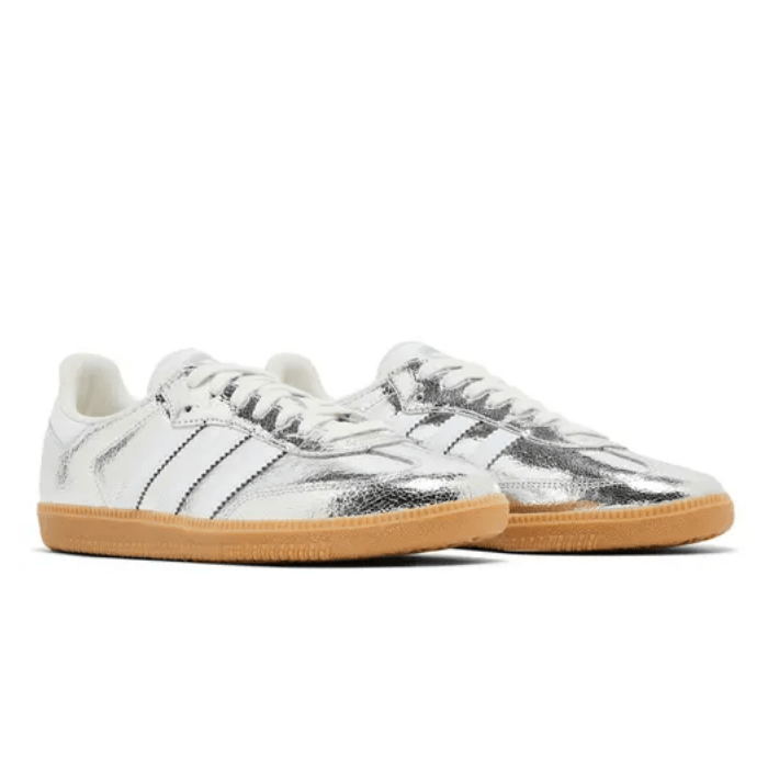 HYPE ELIXIR Adidas Samba OG Silver Metallic Cracked Leather (Women's) - view 2