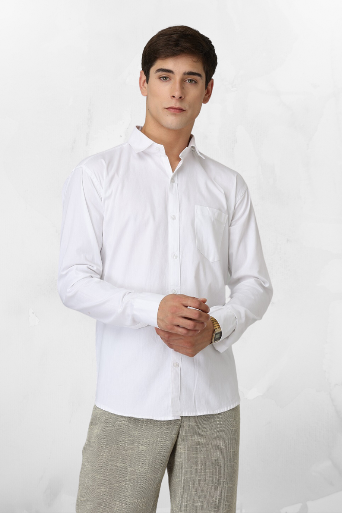 BlackTree Solid Cotton Shirt for Man (White) - view 3