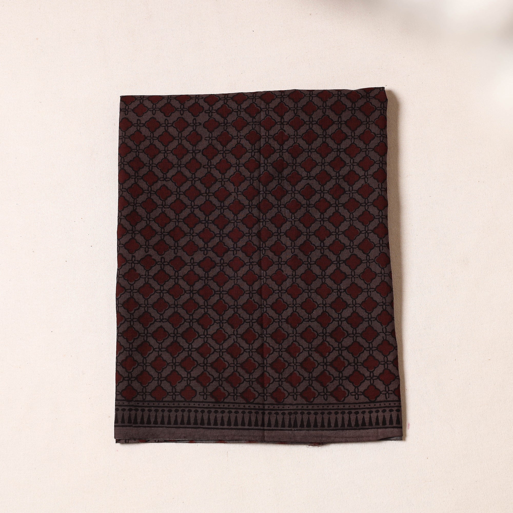 BAGH PRINTS BY UMAR FARUK KHATRI Brown - Bagh Block Printed Cotton Precut Fabric (1.5 Meter)