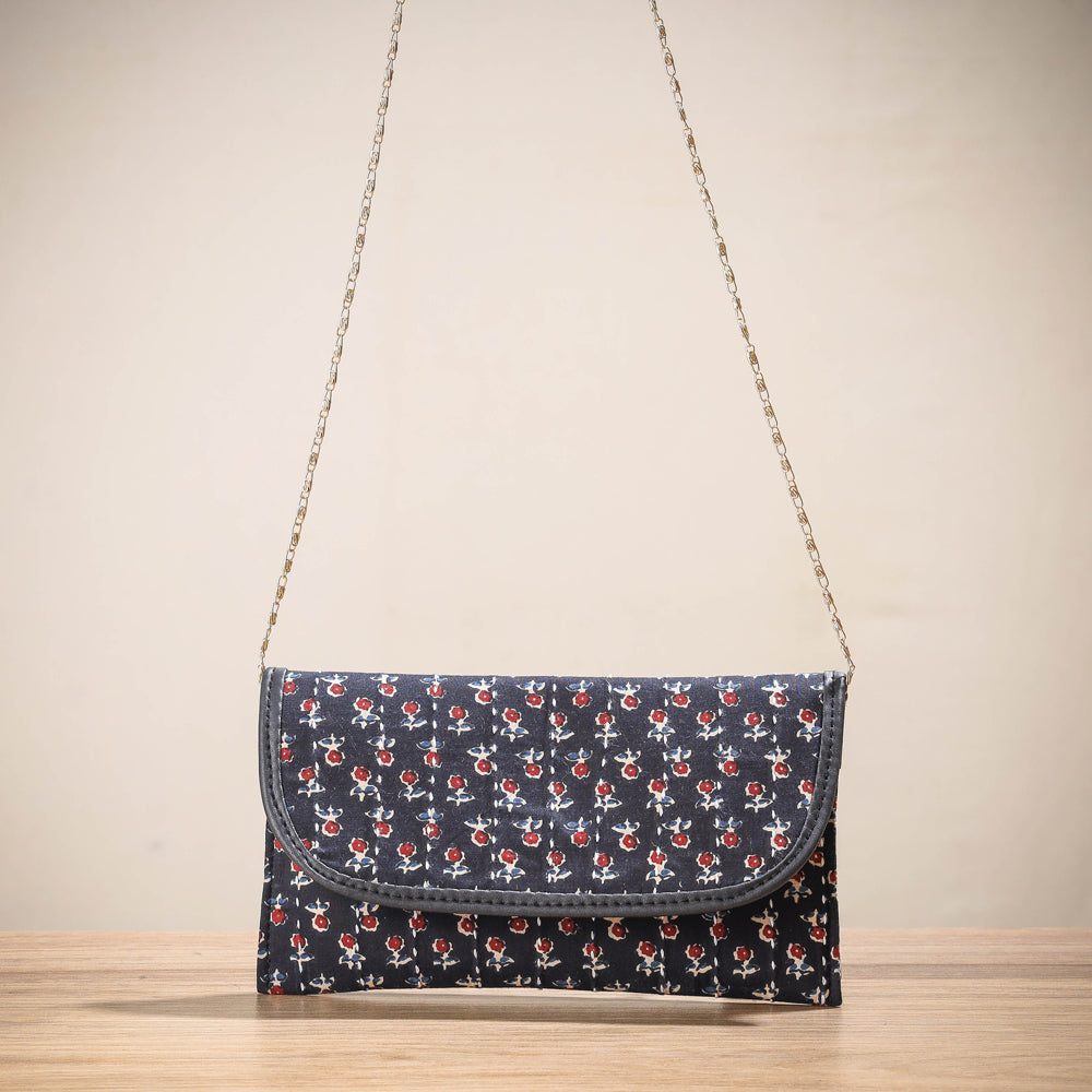 SHADES OF MARUDHARA Black - Marudhara Printed Cotton Running Stitch Clutch