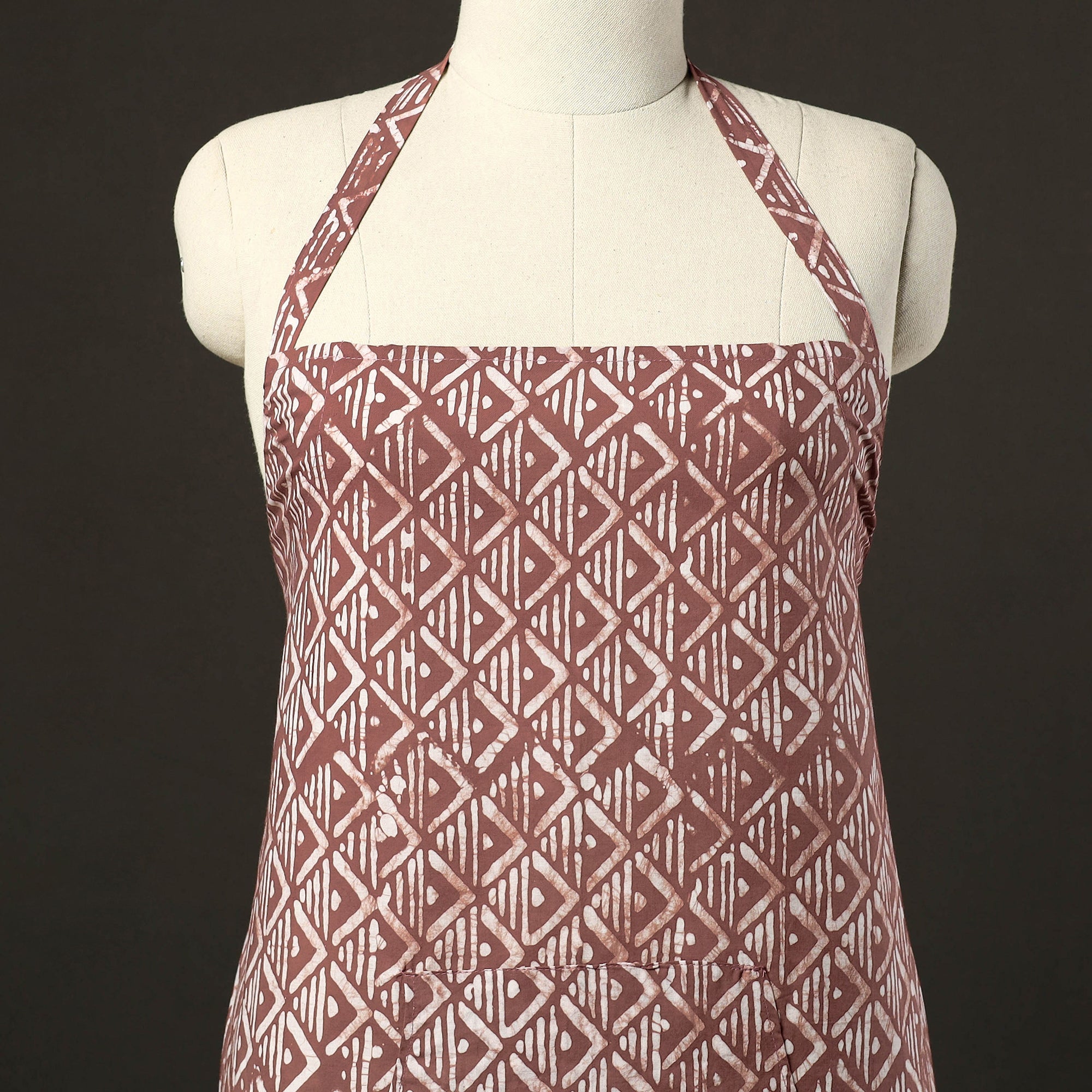 JALPARI Brown - Hand Batik Print Cotton Apron with Pocket 09 - view 2