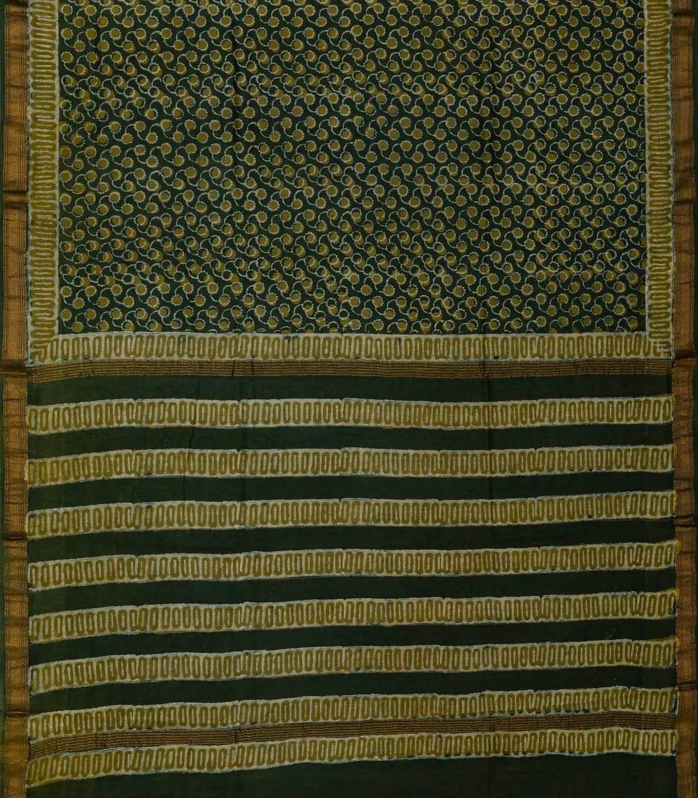 RmKV Sea Green Handloom Chanderi Cotton Saree With Printed Floral Motifs - view 2
