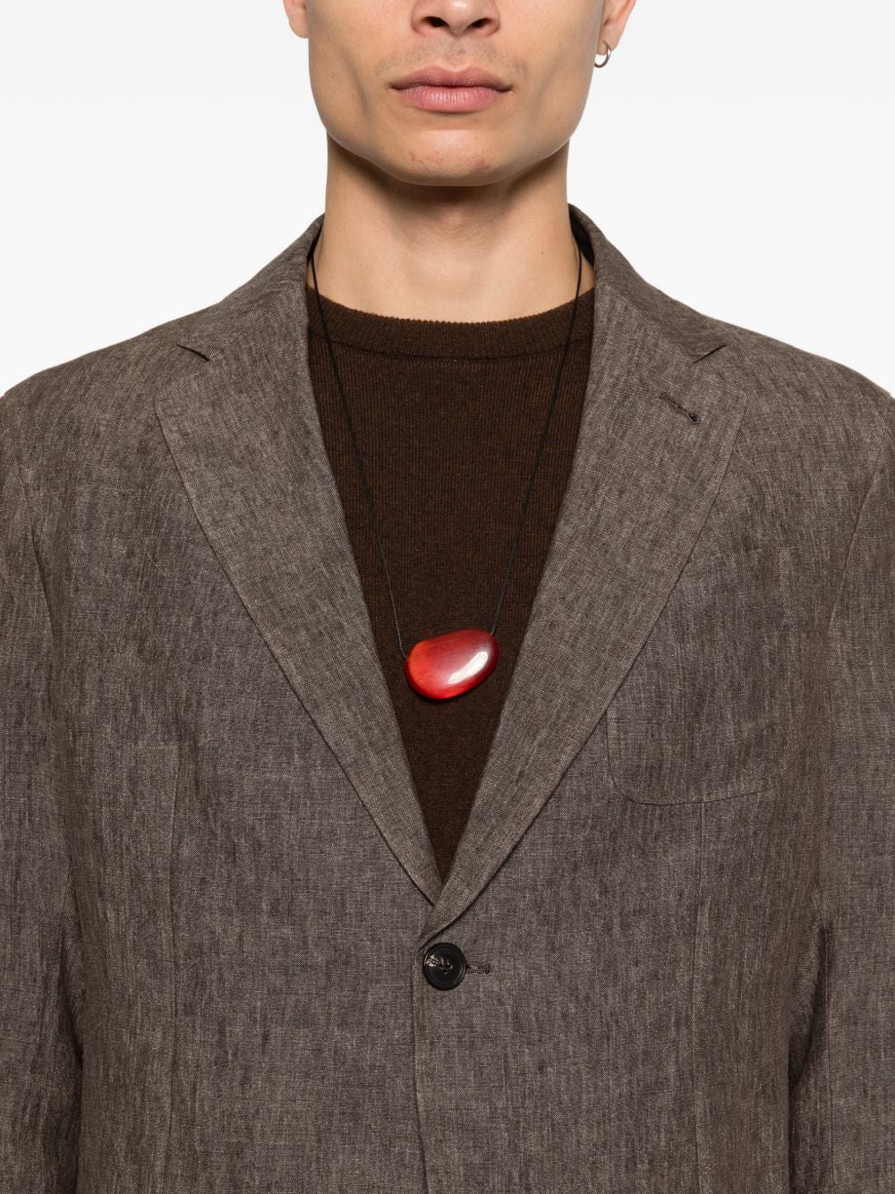 Emporio Armani Linen single-breasted blazer jacket - view 3