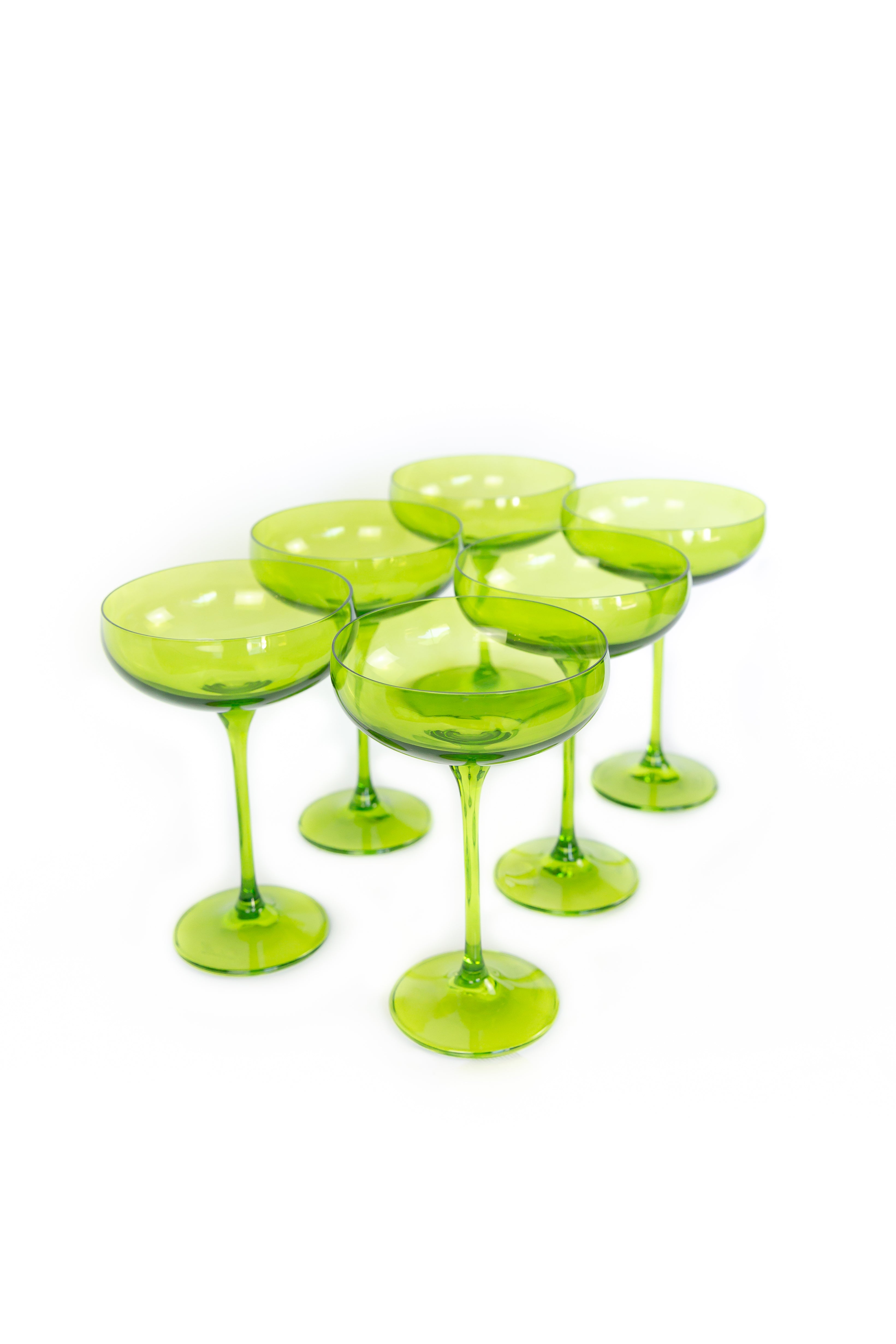 Estelle Colored Glass Estelle Colored Champagne Coupe Stemware - Set of 6 {Forest Green} - view 9