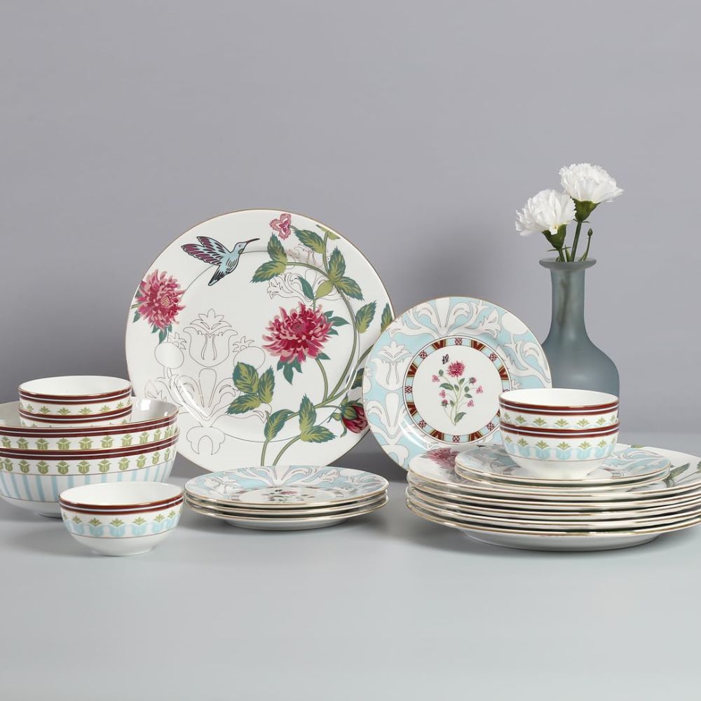 India Circus Petal Perfection Georgian Dinner Set | Premium 22K Liquid Gold | Set of 20 Pcs