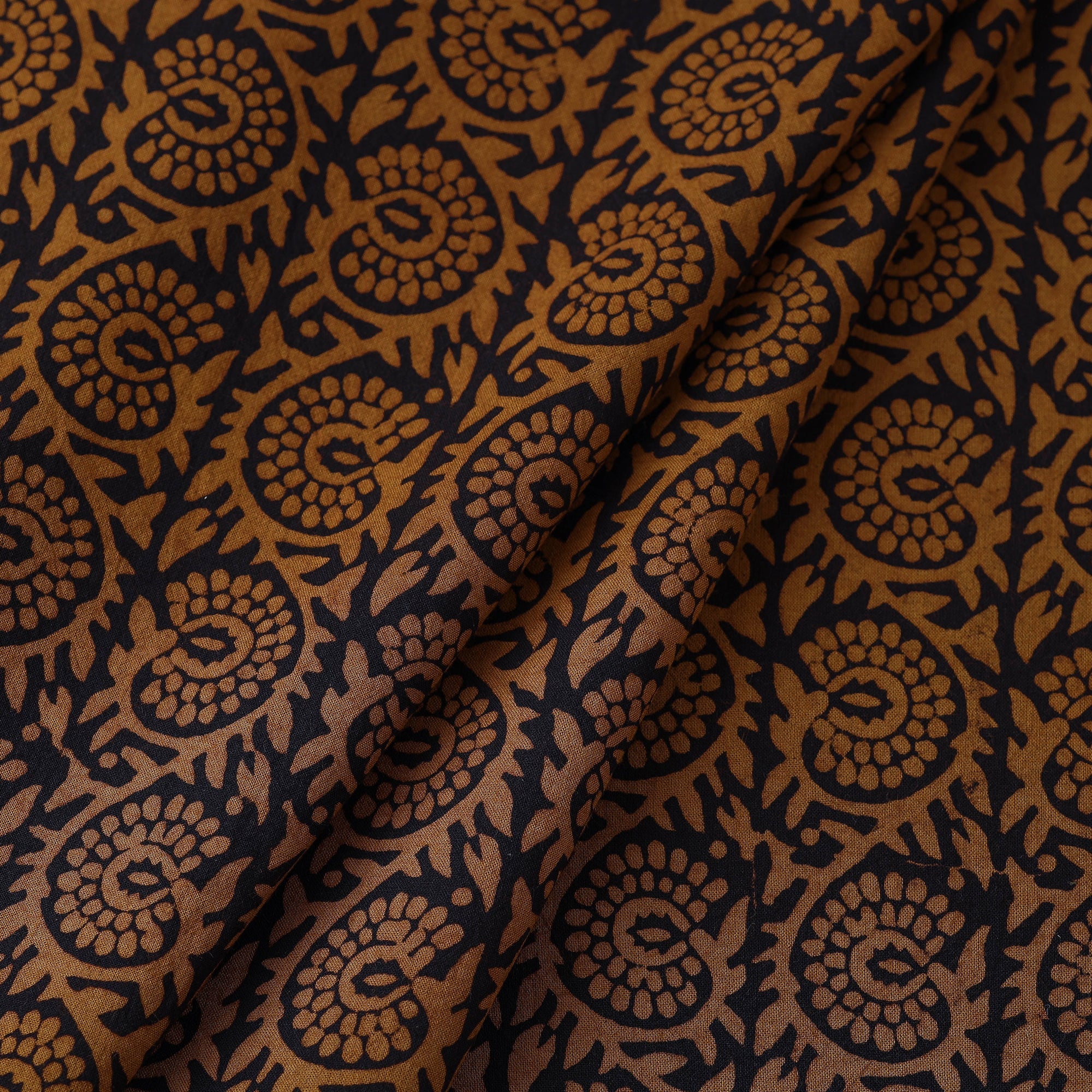 BAGH PRINTS BY MOHAMMED RAFIK KHATRI Brown - Bagh Hand Block printed Cotton Fabric - view 2