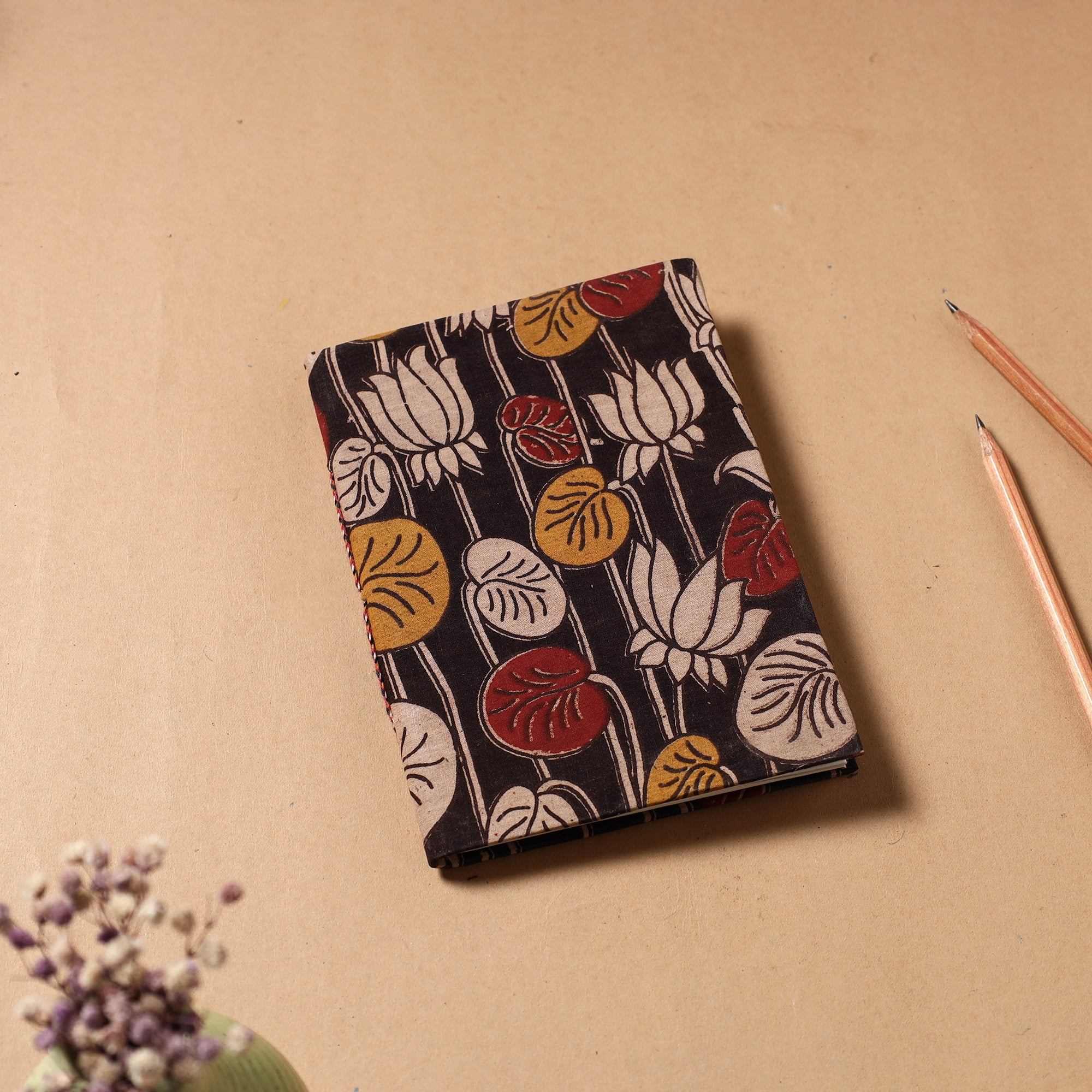 BINDAAS UNLIMITED Black - Kalamkari Fabric Cover Handmade Paper Notebook (7 x 5 in)