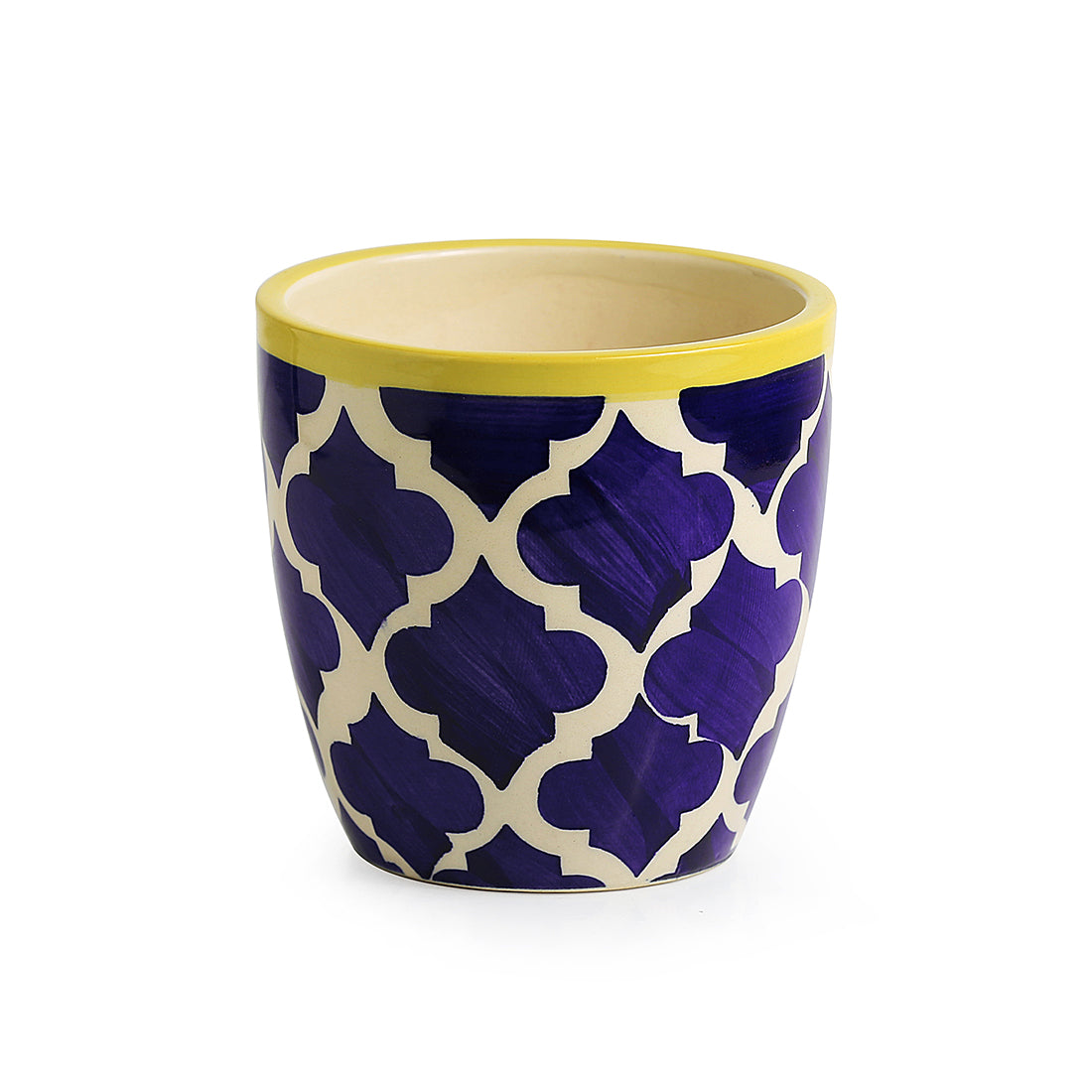 EXCLUSIVELANE 'The Two Morocco Pod' Handpainted Ceramic Planters (Set of 2) - view 3
