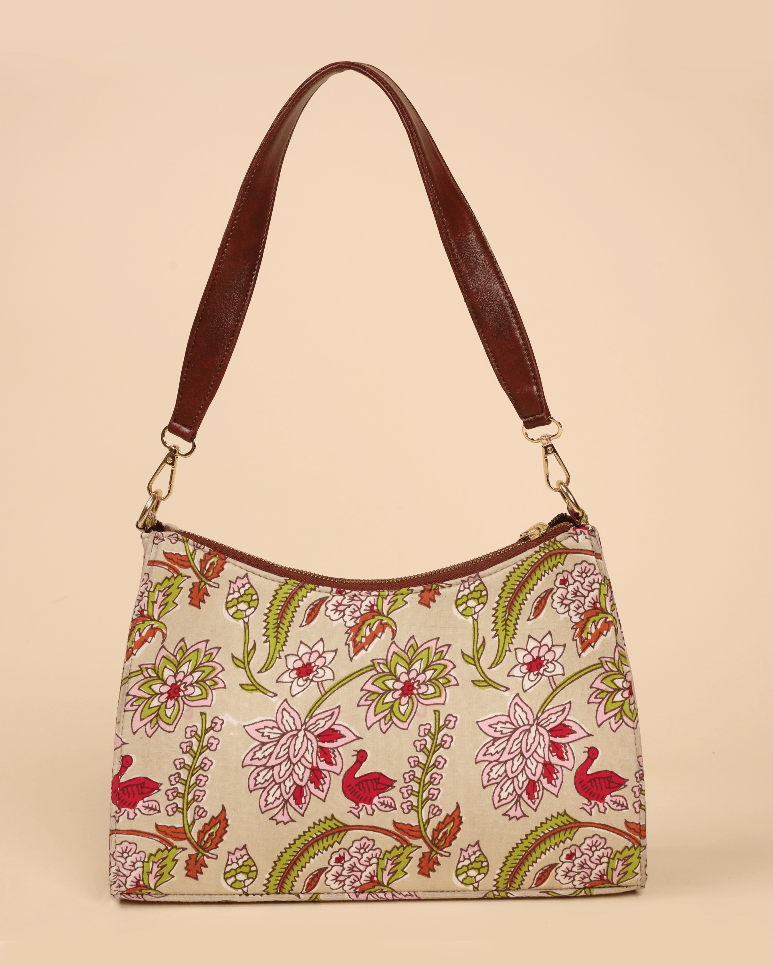 Aachho Pale Primrose Handblock Baguette Bag - view 4