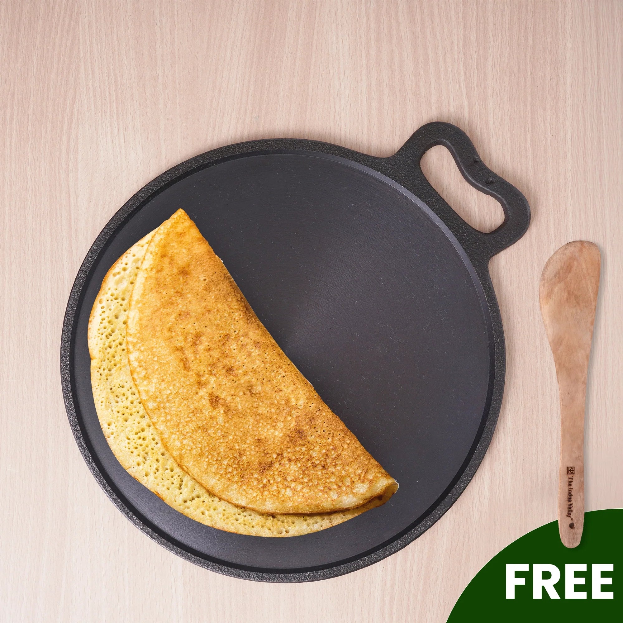 The Indus Valley Super Smooth Cast Iron Tawa,Pre-seasoned, Nonstick, 100% Pure, Toxin-free, Free ₹110 Spatula, 27.9cm/30.5cm, 2.15kg/2.3kg