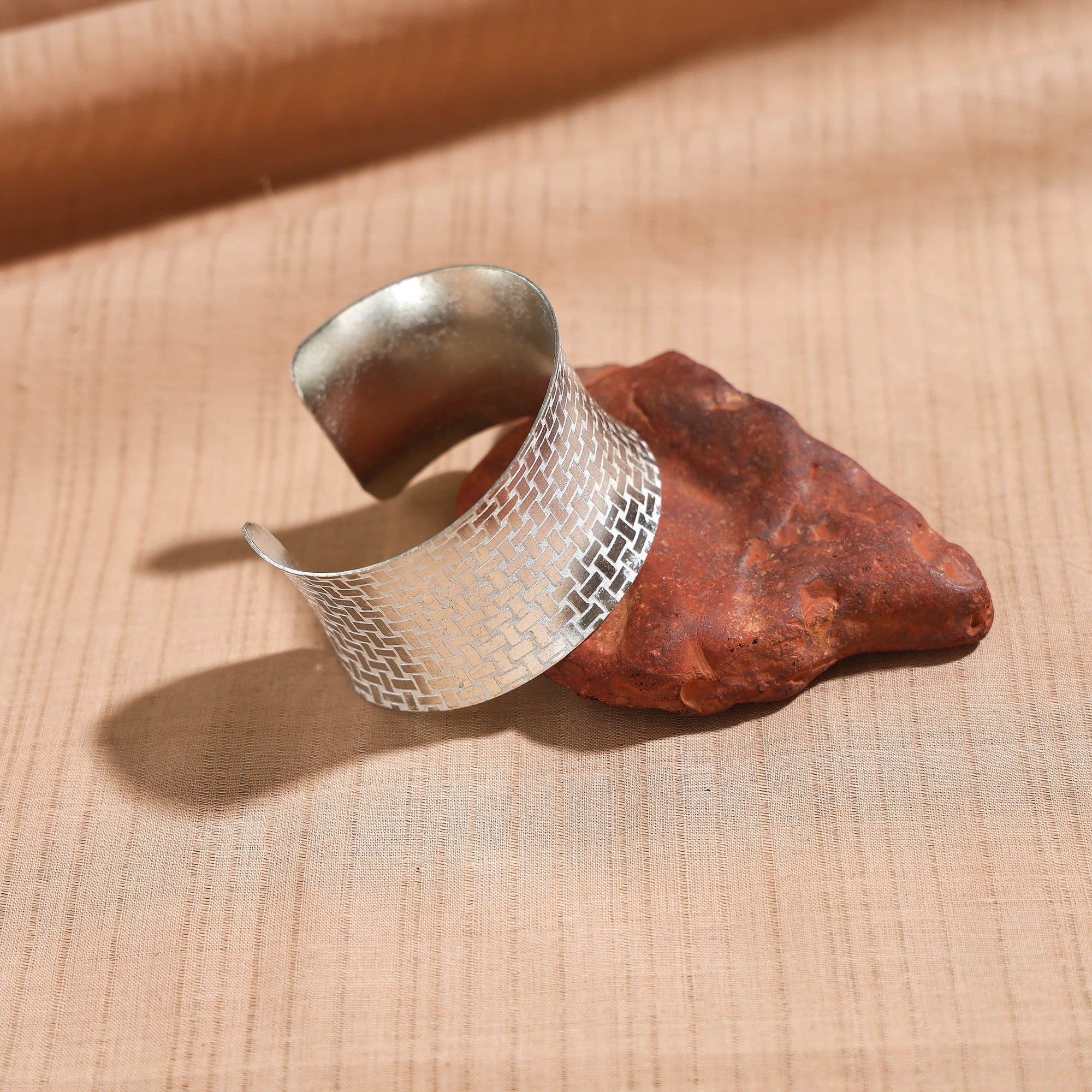 WHITE RIVER STORIES Antique Finish Oxidised German Silver Cuff Bracelet (Adjustable)
