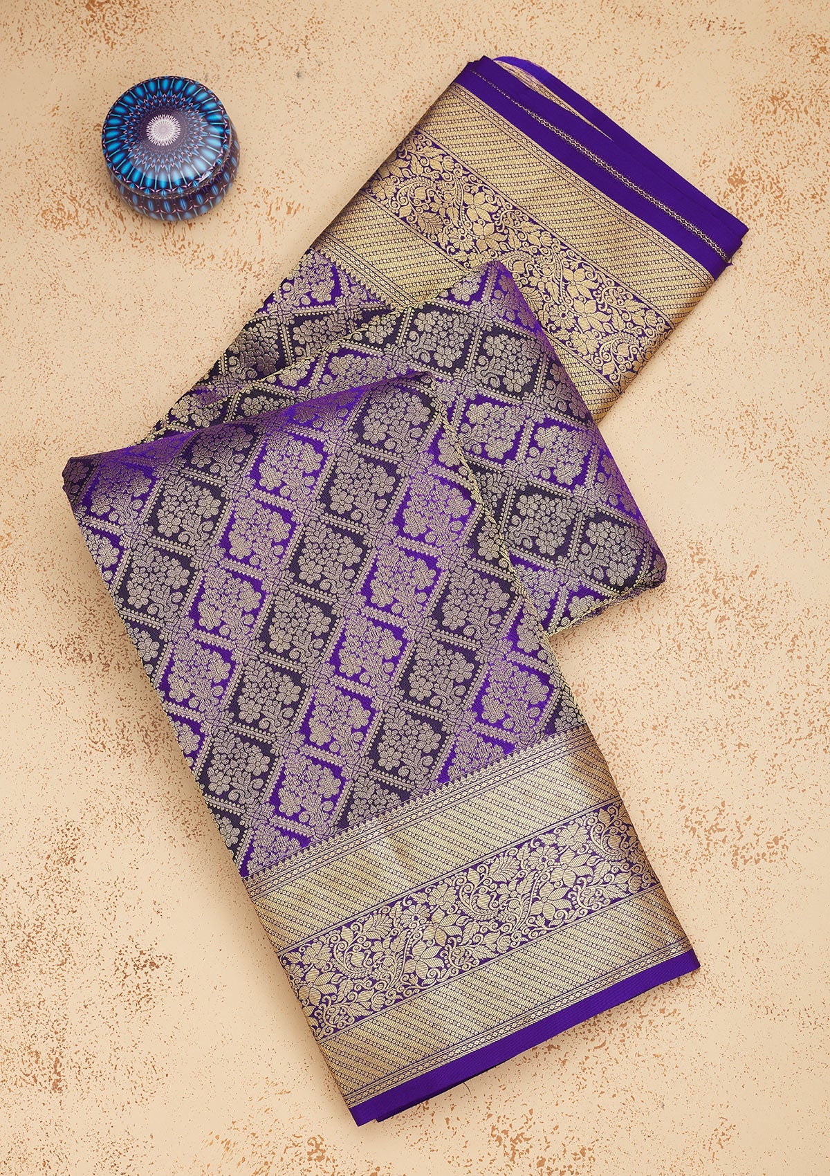 Koskii Purple Zariwork Pure Silk Saree – Women's