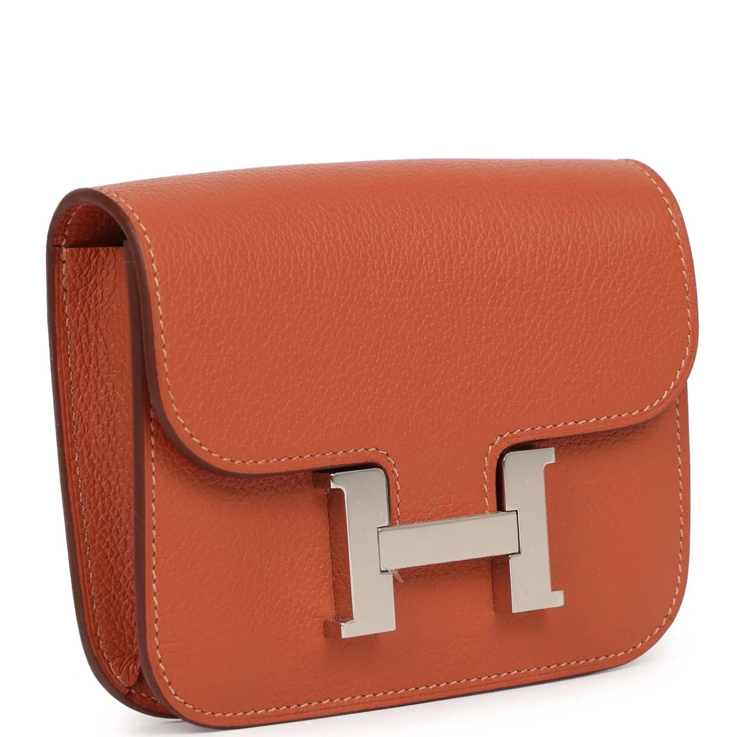 Cop Underdog Hermès Constance Slim Wallet Brique Evercolor Palladium Hardware - view 2
