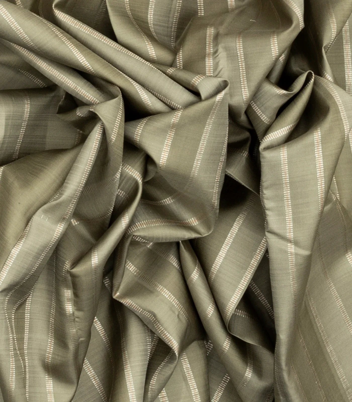 RmKV Grey Handloom Kanchipuram Silk Saree With Zari Stripes - view 3