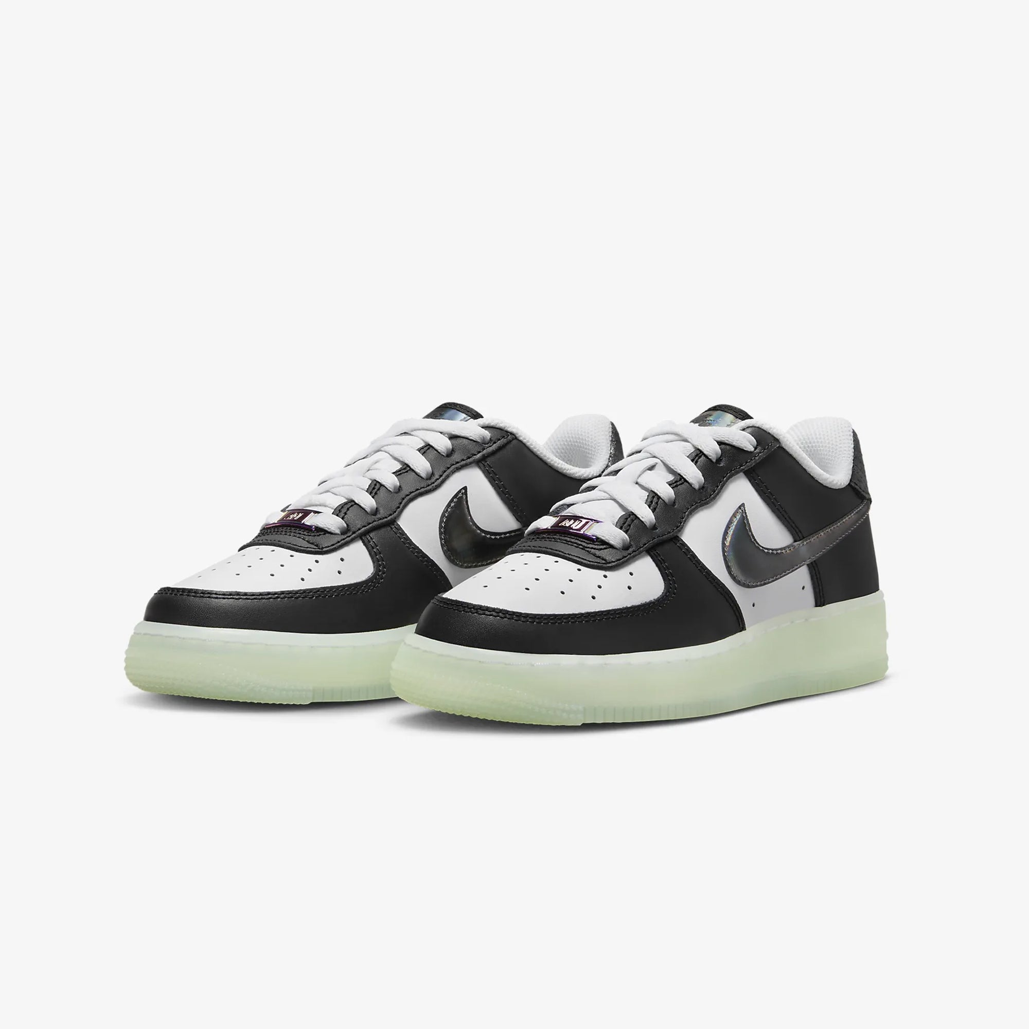Nike | AIR FORCE 1 LV8 (GS) { WHITE/BLACK-VAPOR GREEN
