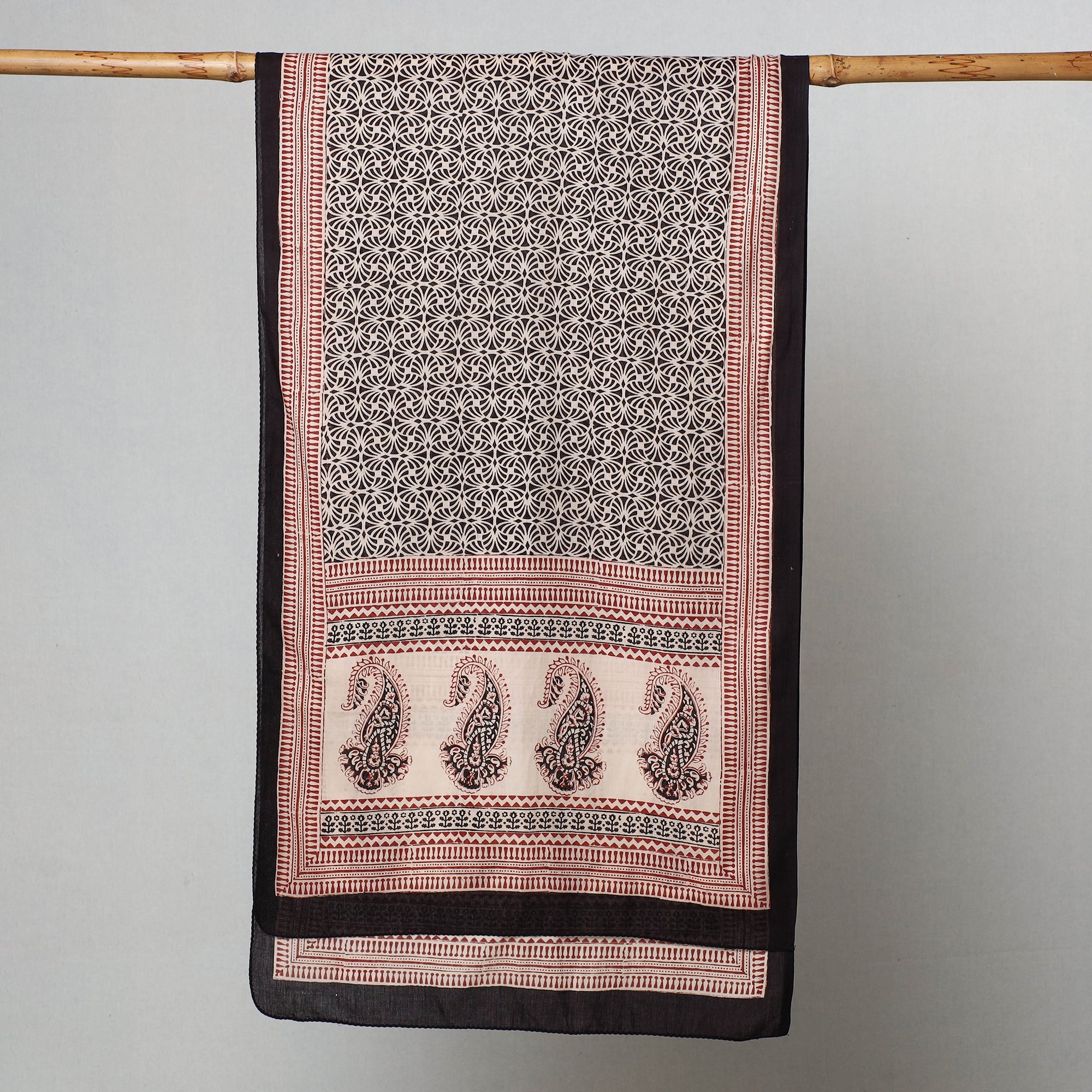 BAGH PRINTS BY MOHAMMED BILAL KHATRI Black - Bagh Hand Block Printed Cotton Stole - view 2