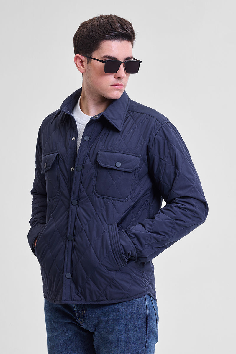 SNITCH Navy Double Pocket Relaxed Fit Jacket