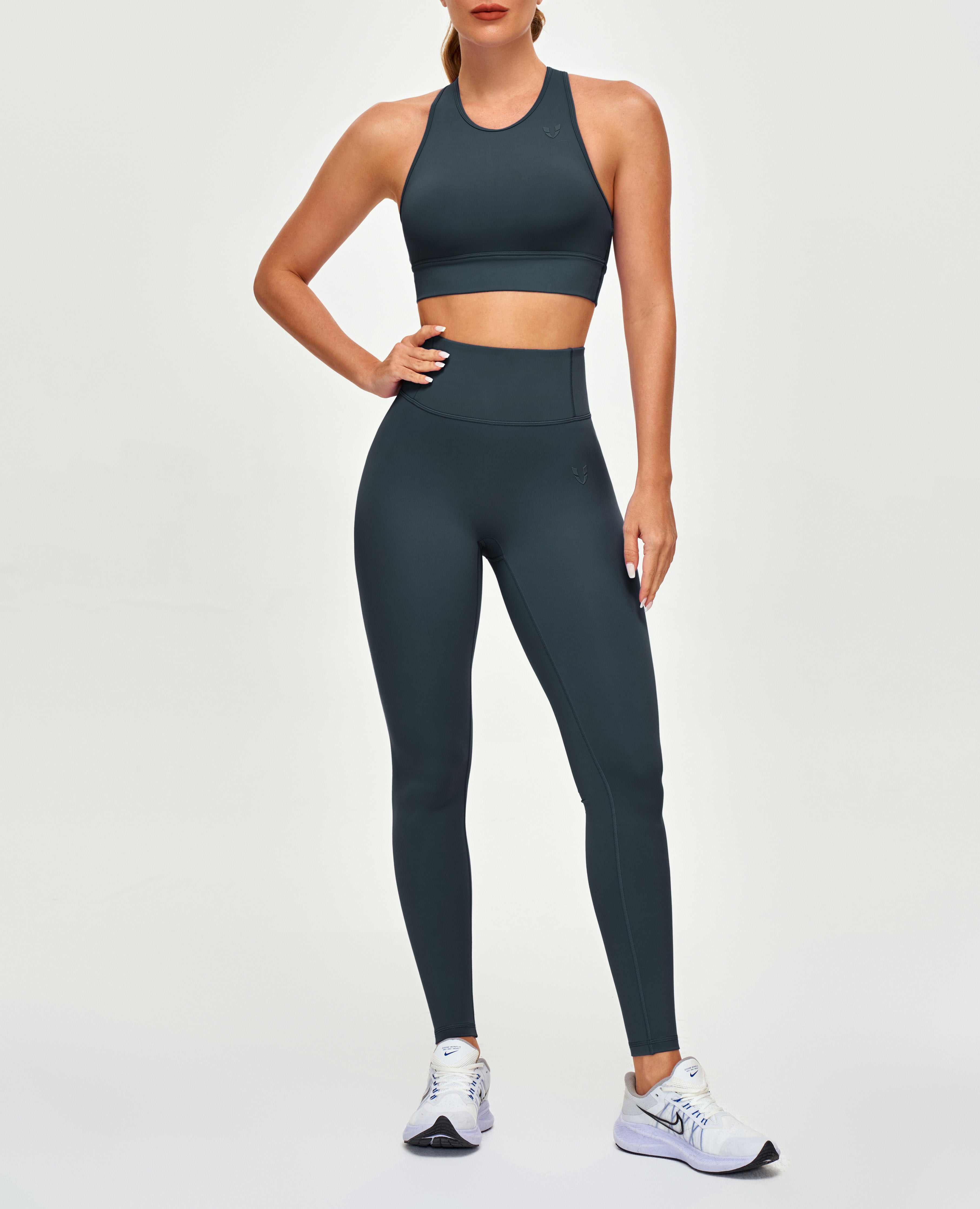 FIRM ABS High Neck Sports Bra - Gray - view 5