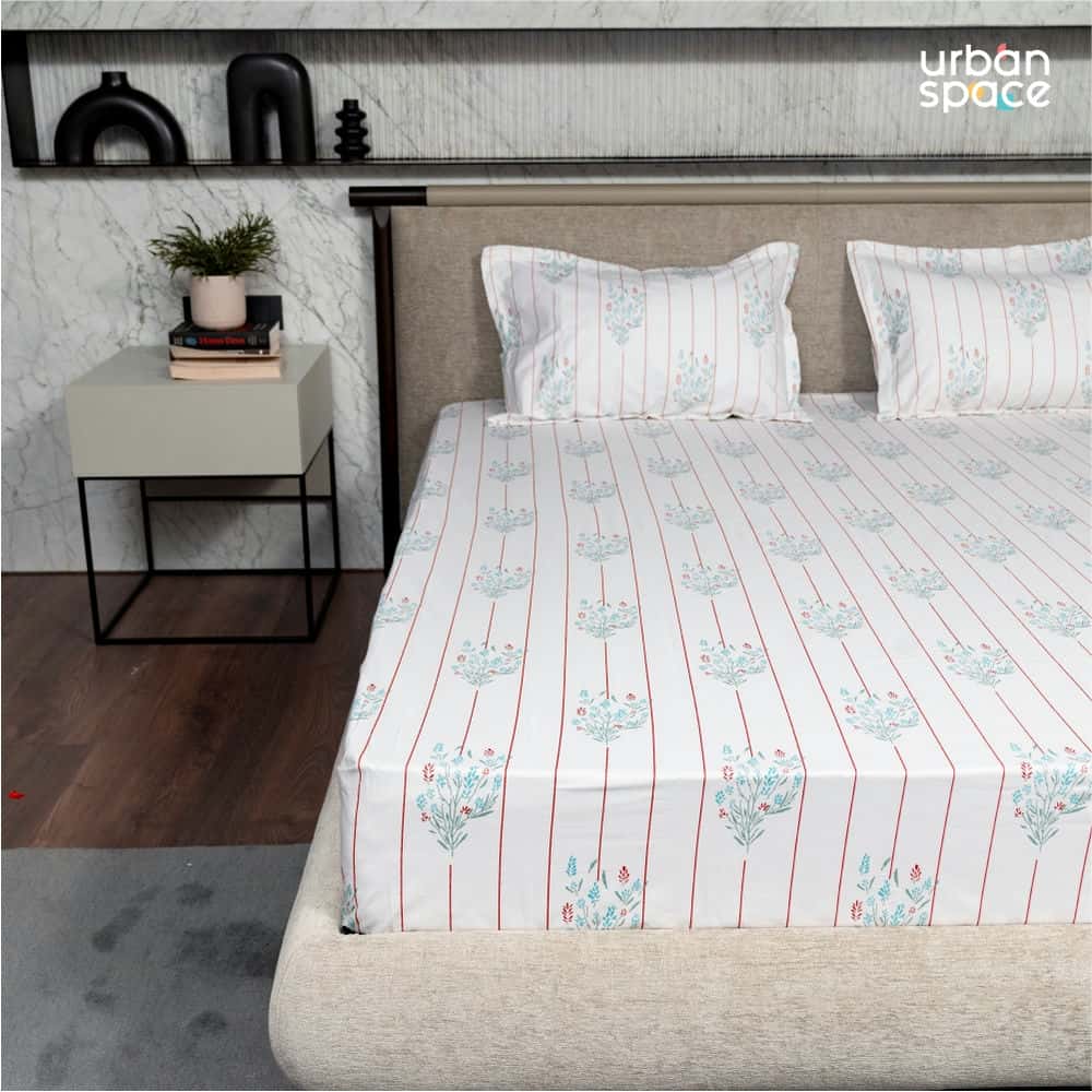 Urban Space -Home Furnishing Store Regal Collection - Breathable 200 TC 100% Pure Cotton Single Bedsheet with Pillow Cover, Rust Orange Dahlia - view 2