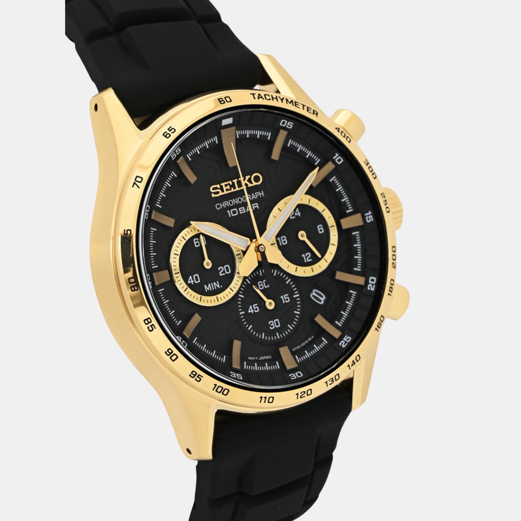Seiko Dress Men Quartz Black Dial Chronograph Silicone Watch SSB446P1 - view 3