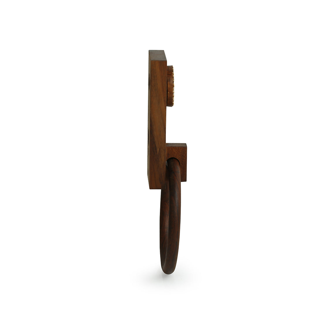 EXCLUSIVELANE 'Floral Block' Hand Carved Sheesham Wood Towel Ring Holder - view 4
