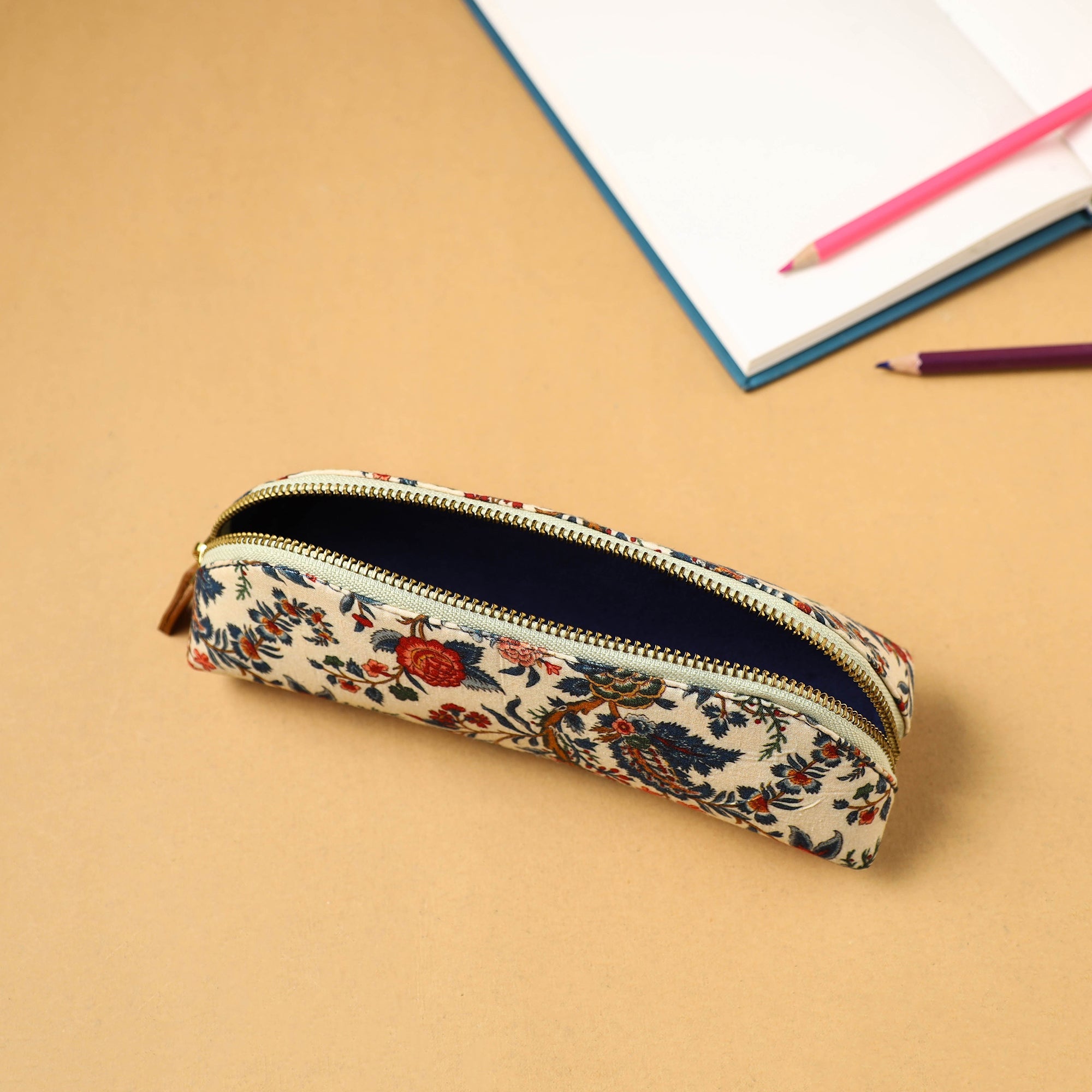 SUKRITI INPRINT Beige - Floral Print Handcrafted Pencil Pouch 42 - view 2
