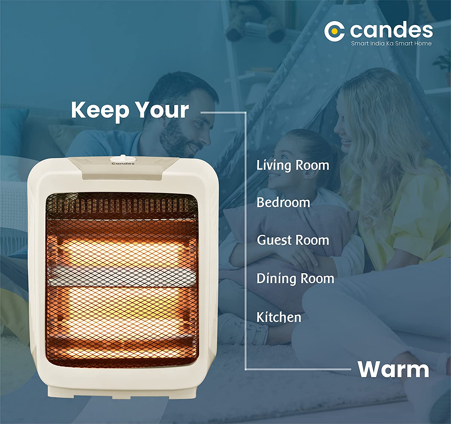 Candes Infra2 Noiseless 800Watt Halogen Room Heater - view 5