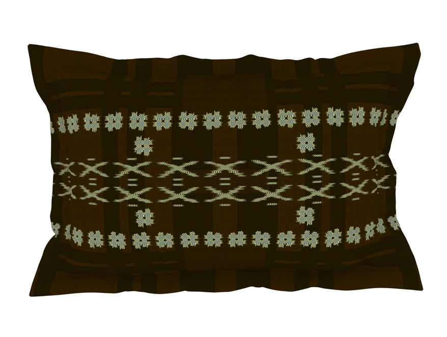 Spaces India Geometric Gothic Olive - Dark Brown 100% Cotton King Size Bedsheet - Ikkat By Spaces - view 5