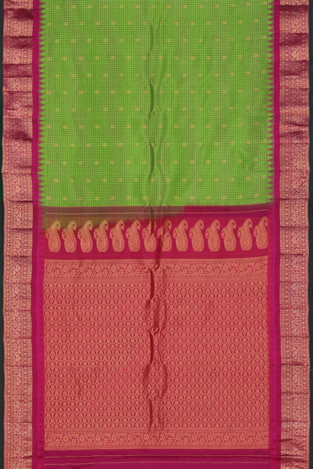 Kalanjali Gadwal Silk Green Saree – Women's - view 3
