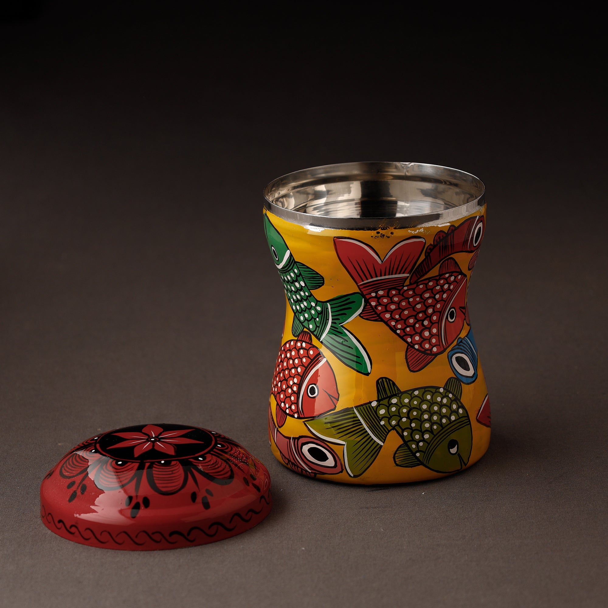 AAYAAS Bengal Patua Handpainted Stainless Steel Multi Utility Container - view 2