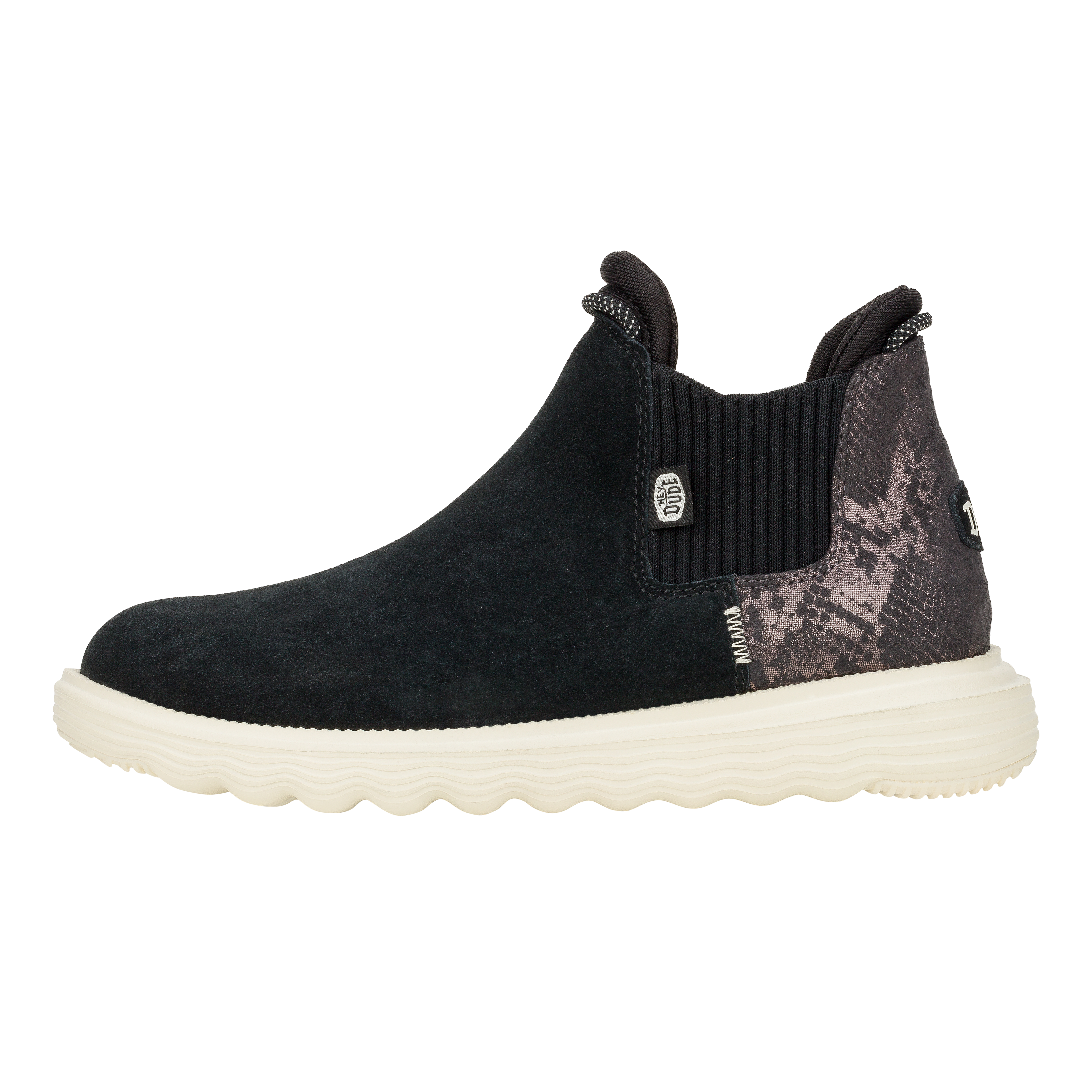 HEYDUDE shoes Branson Womens Suede Novelty - Black/Snake