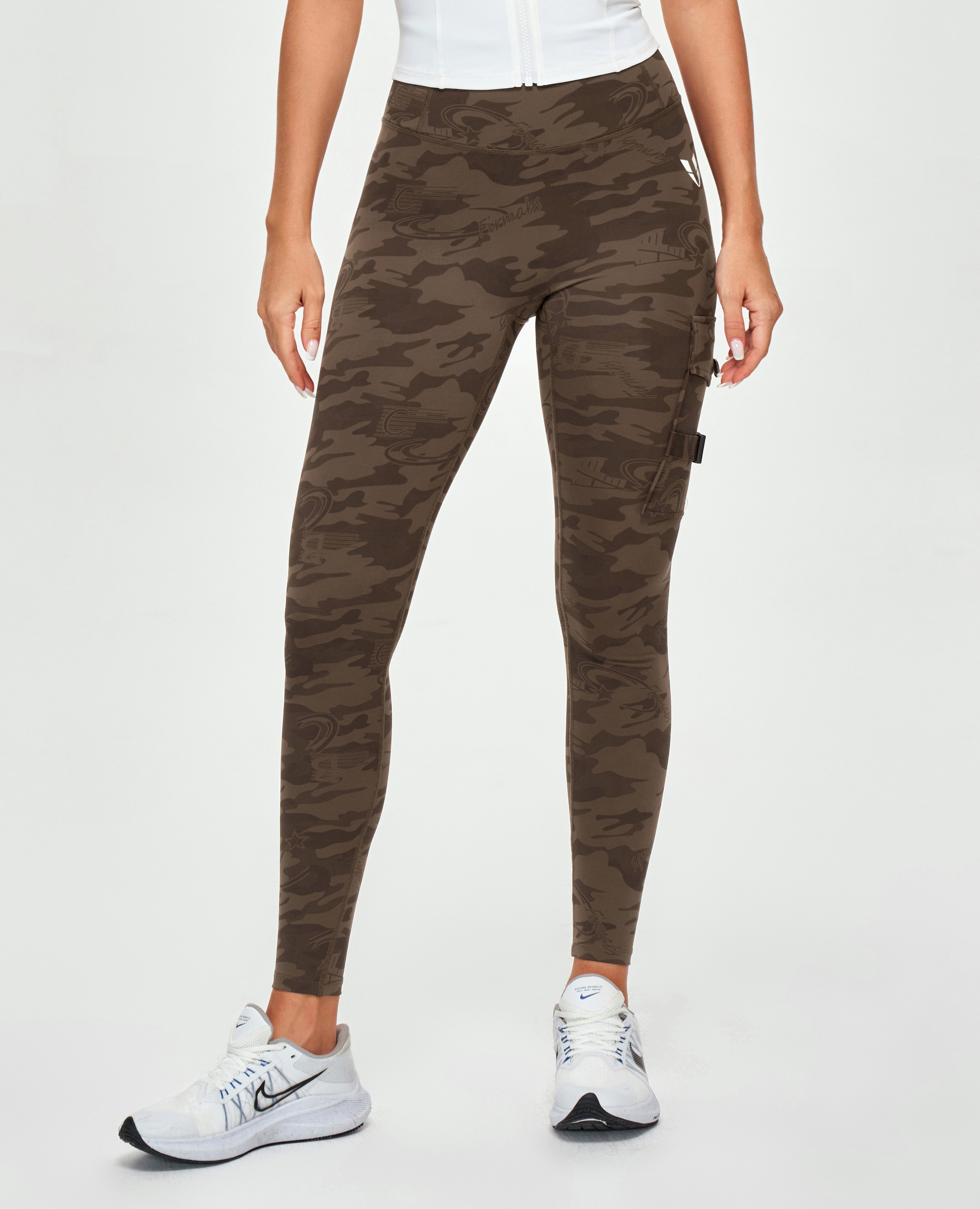 FIRM ABS Cargo Fitness Leggings - Brown Camo - view 2