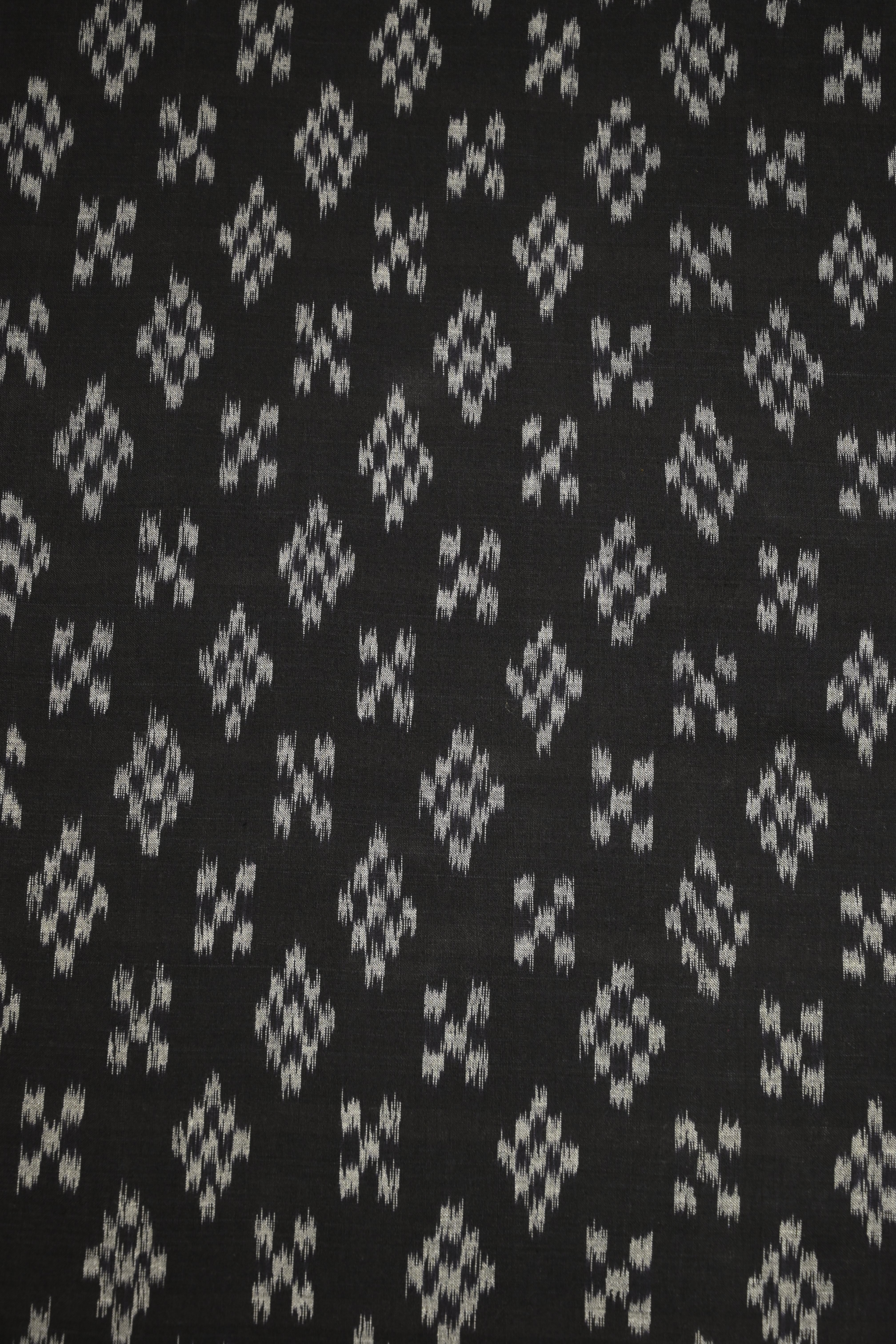 IndianVillèz Deep Black Sambalpuri ikat Cotton Fabric - view 2