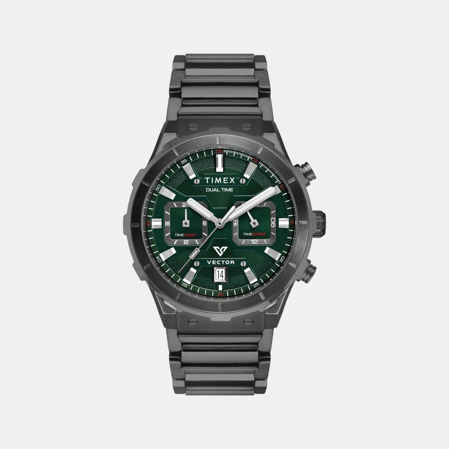 Timex E Class Men Quartz Green Dial Chronograph Stainless Steel Watch TWEG24802